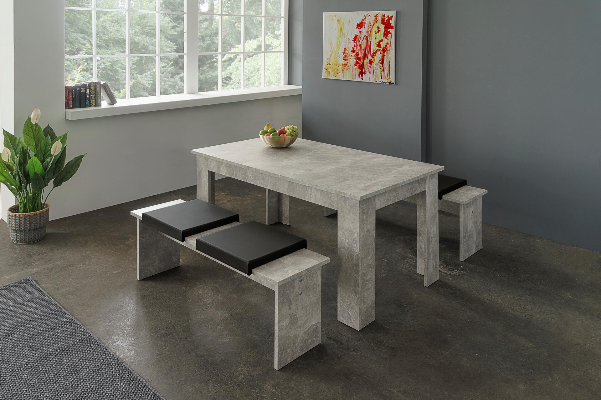 Tischgruppe München Beton Optik Spanplatte B/H/T: ca. 140x75x80 cm