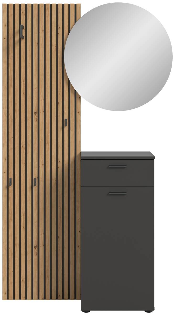 Garderobe Delton Basalt Eiche Artisan Nachbildung B/H/T: ca. 96x192x37 cm