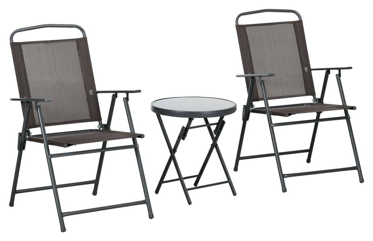 Outsunny Gartenmöbel-Set braun Netzstoff B/H/L: ca. 64x93x53,5 cm