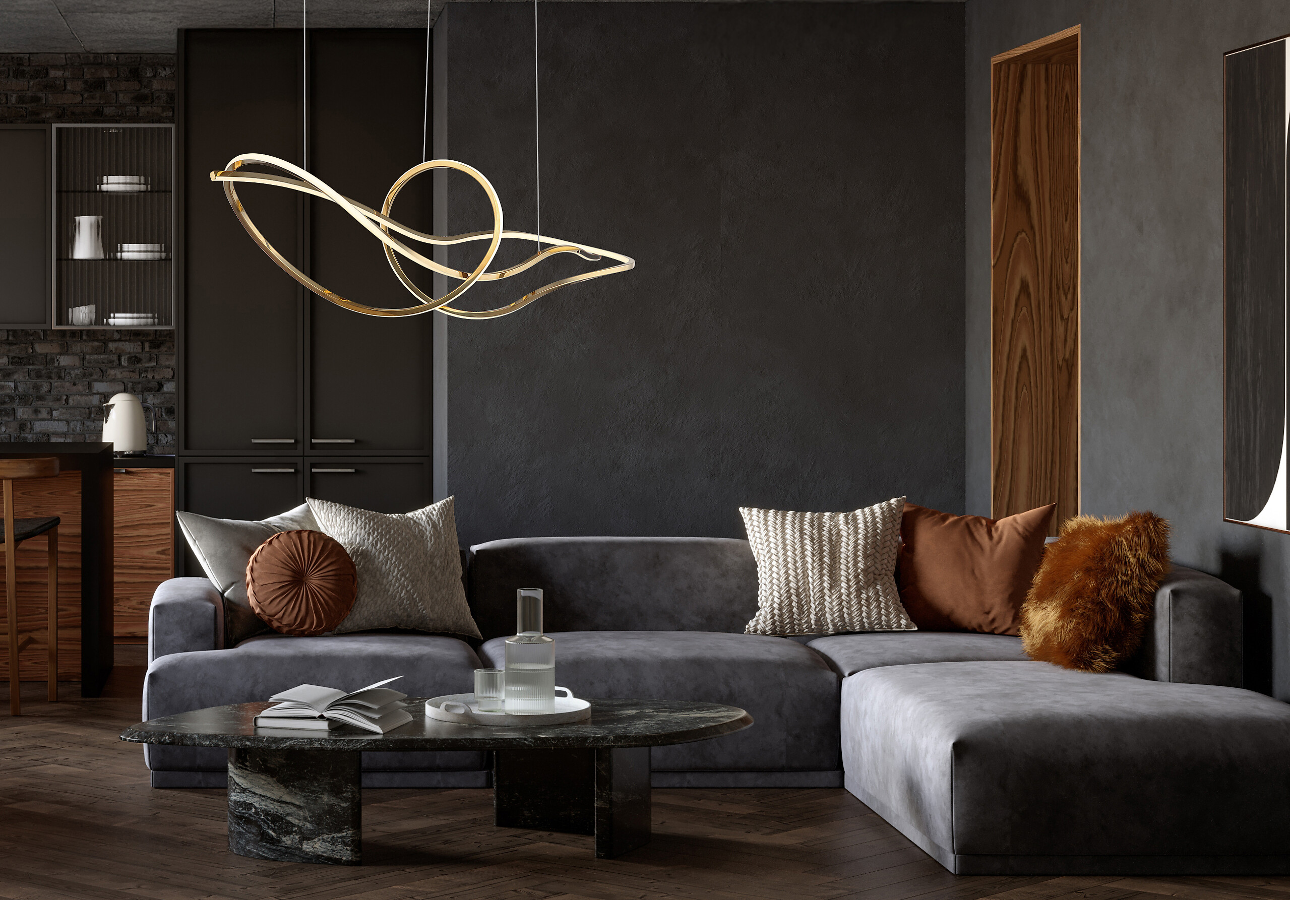 GLOBO Pendelleuchte Craft Gold Opal Edelstahl Metall B/H: ca. 110x120 cm 1.0 Brennstellen