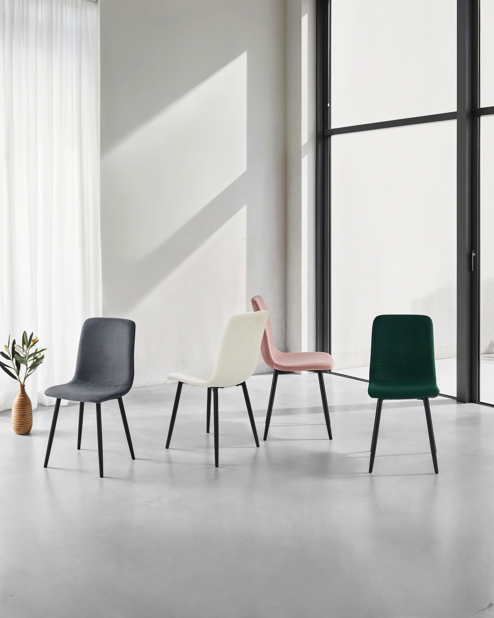 Stuhl Leipzig, 4er-Set altrosa Microfaser Metall B/H/T: ca. 44x92x54 cm