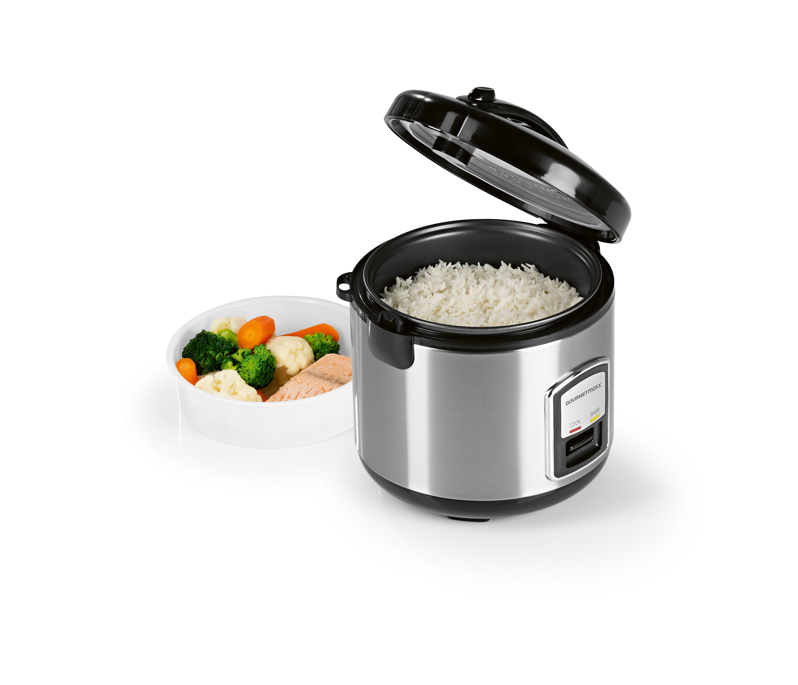 GOURMETmaxx Reiskocher schwarz silber B/H/L: ca. 23,6x25,2x23,2 cm