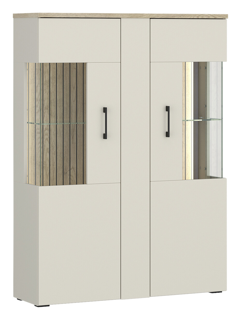 Highboardvitrine Cashmere Eiche Nachbildung Spanplatte B/H/T: ca. 99x138x35 cm Highboardvitrine Cashmere Eiche Nachbildung Spanplatte B/H/T: ca. 99x138x35 cm