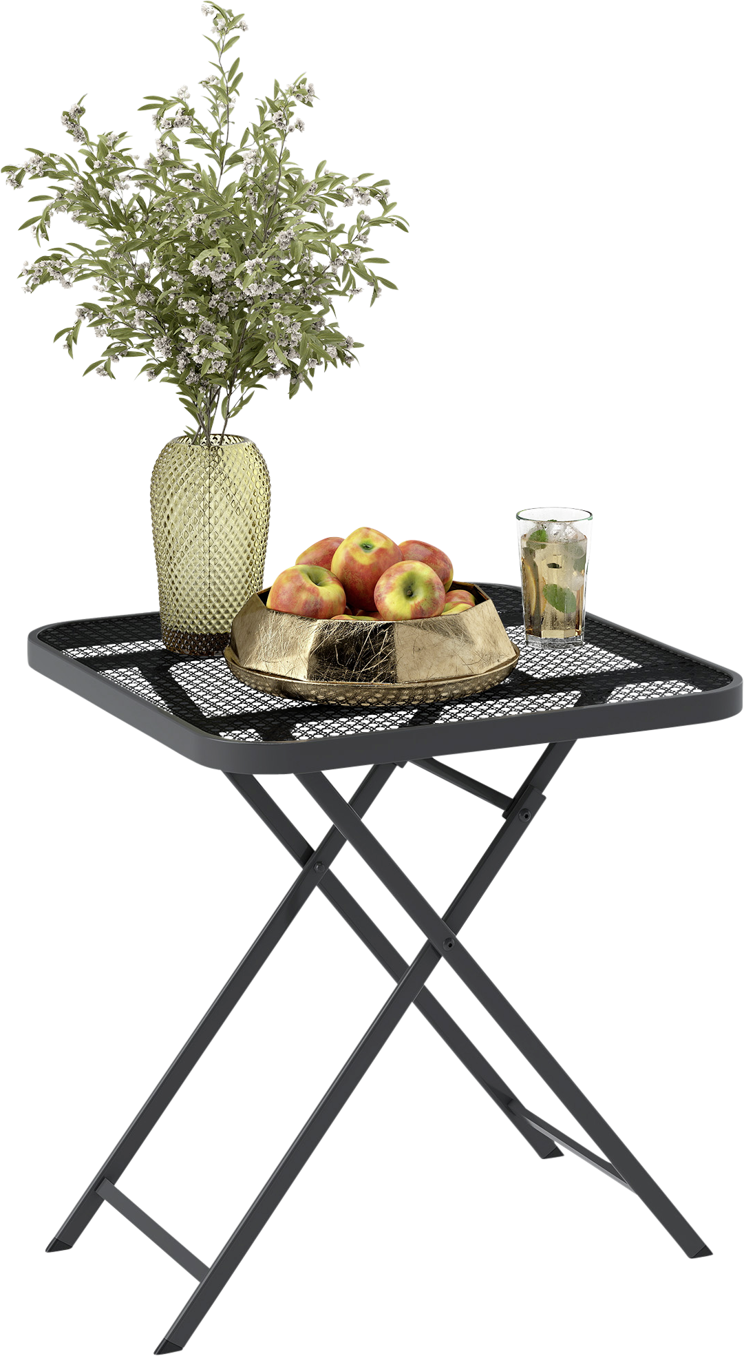 Outsunny Gartentisch schwarz Stahl B/H/L: ca. 70x72x70 cm