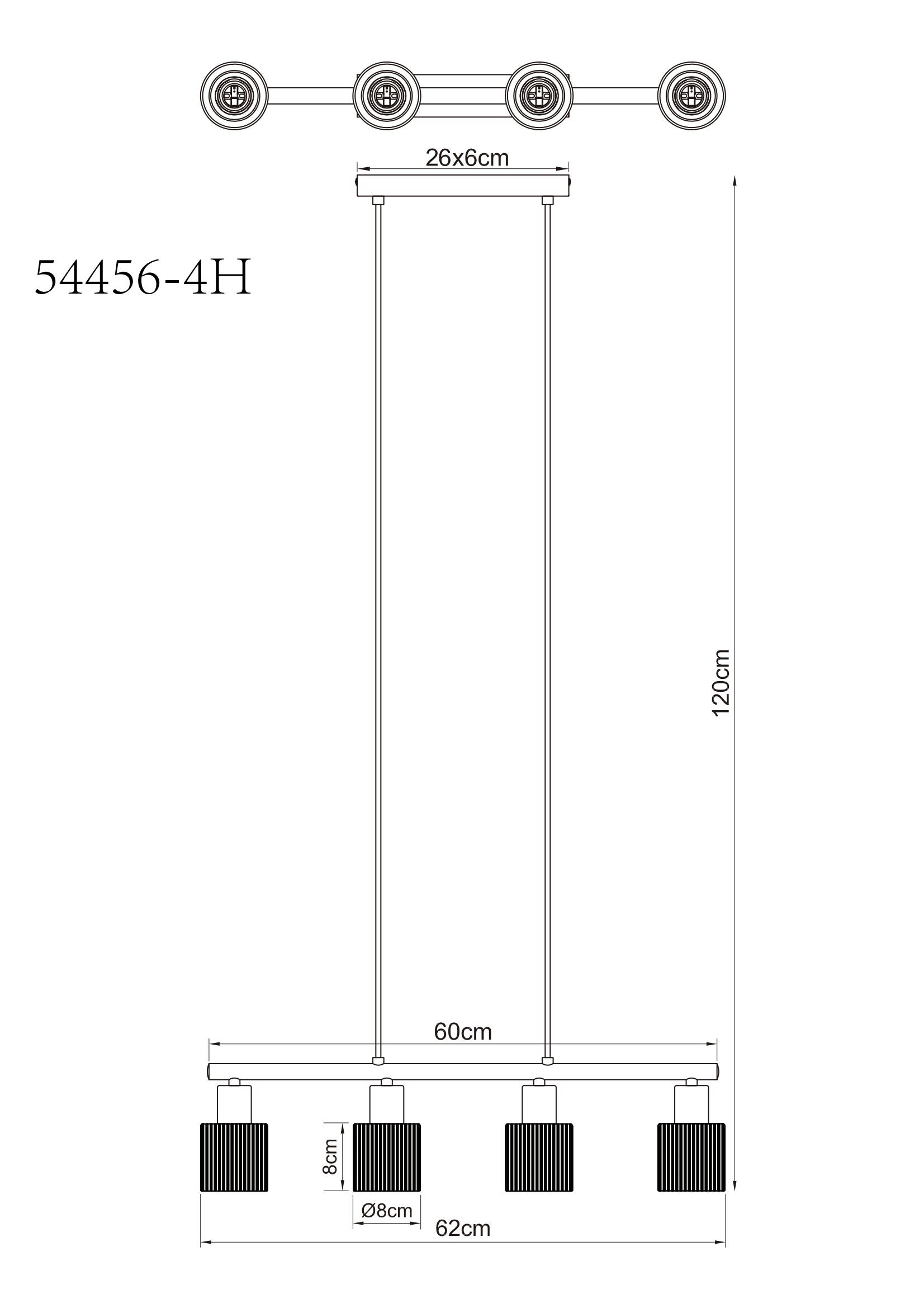 GLOBO Hängeleuchte schwarz Chrom Metall Glas B/H/L: ca. 11,5x64x14 cm E14 4 Brennstellen