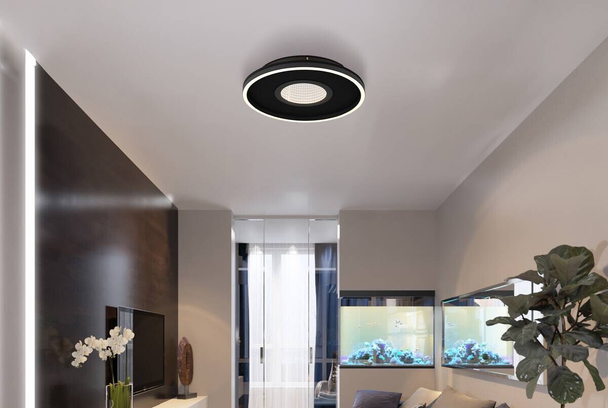 GLOBO Deckenleuchte Opal transparent mattschwarz Aluminium Metall H/D: ca. 6,3x39,7 cm 1 Brennstellen