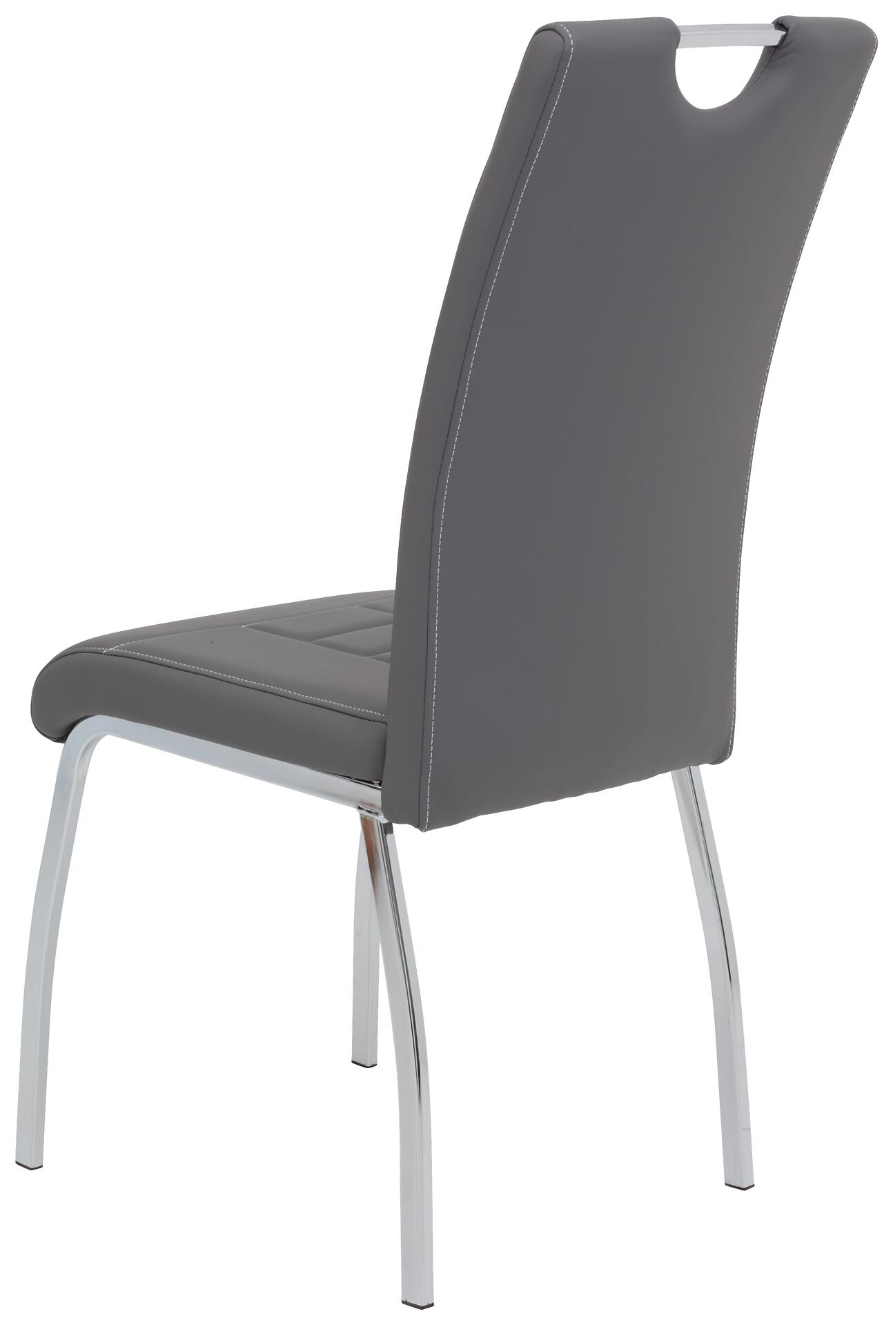 Stuhl Andrea 2er Set grau Kunstleder Metall B/H/T: ca. 43x100x64 cm