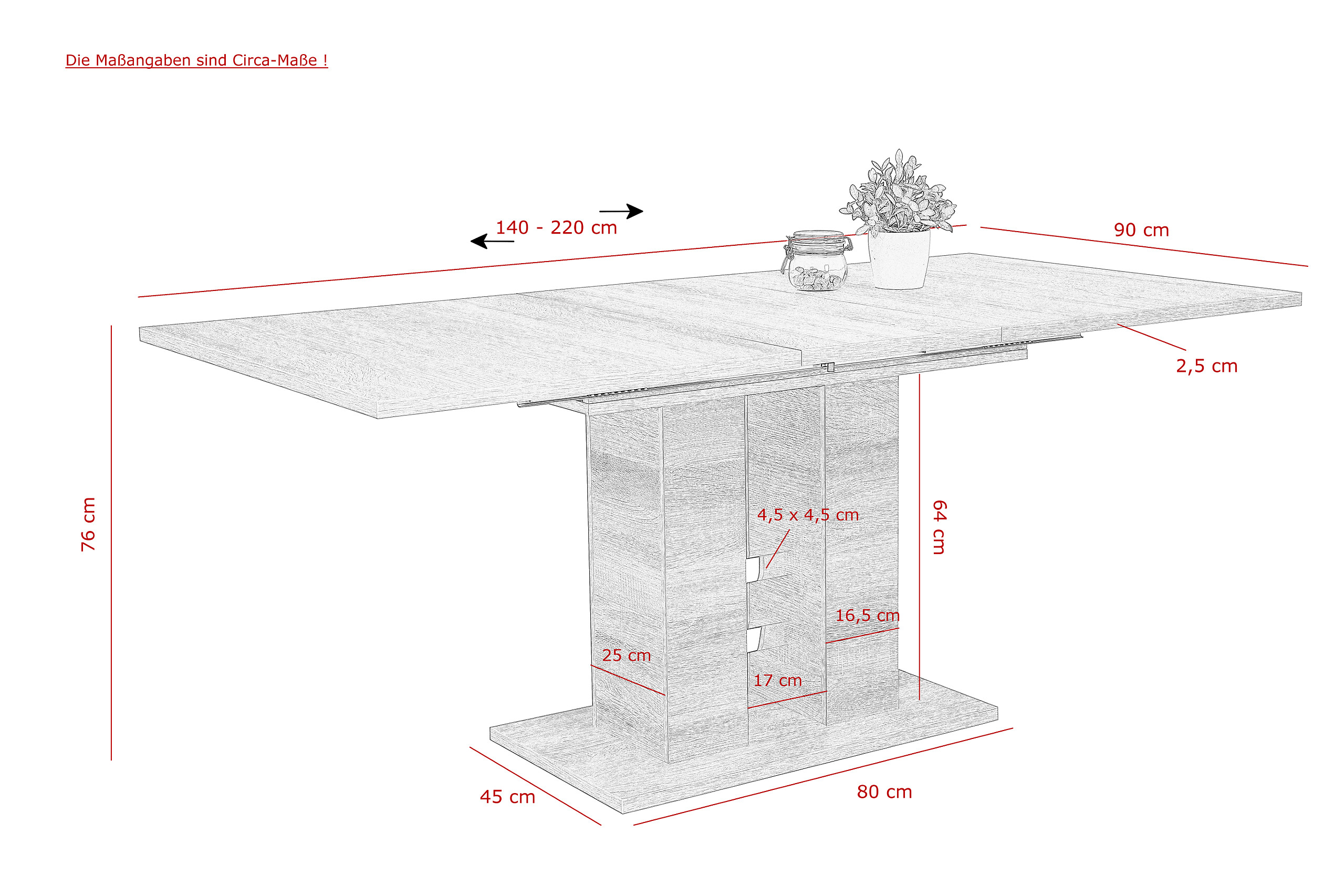 Essgruppe Ulla Eiche anthrazit Holzwerkstoff B/H/T: ca. 220x76x90 cm