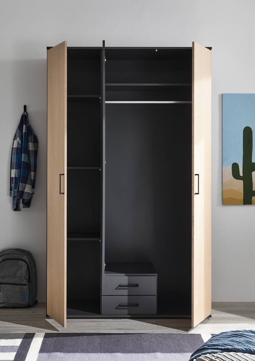 Kleiderschrank Laurie Graphit B/H/T: ca. 120x196x54 cm