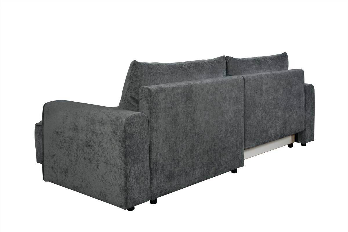 Ecksofa mit Bettfunktion und Bettkasten dunkelgrau Microfaser B/T: ca. 269x147 cm