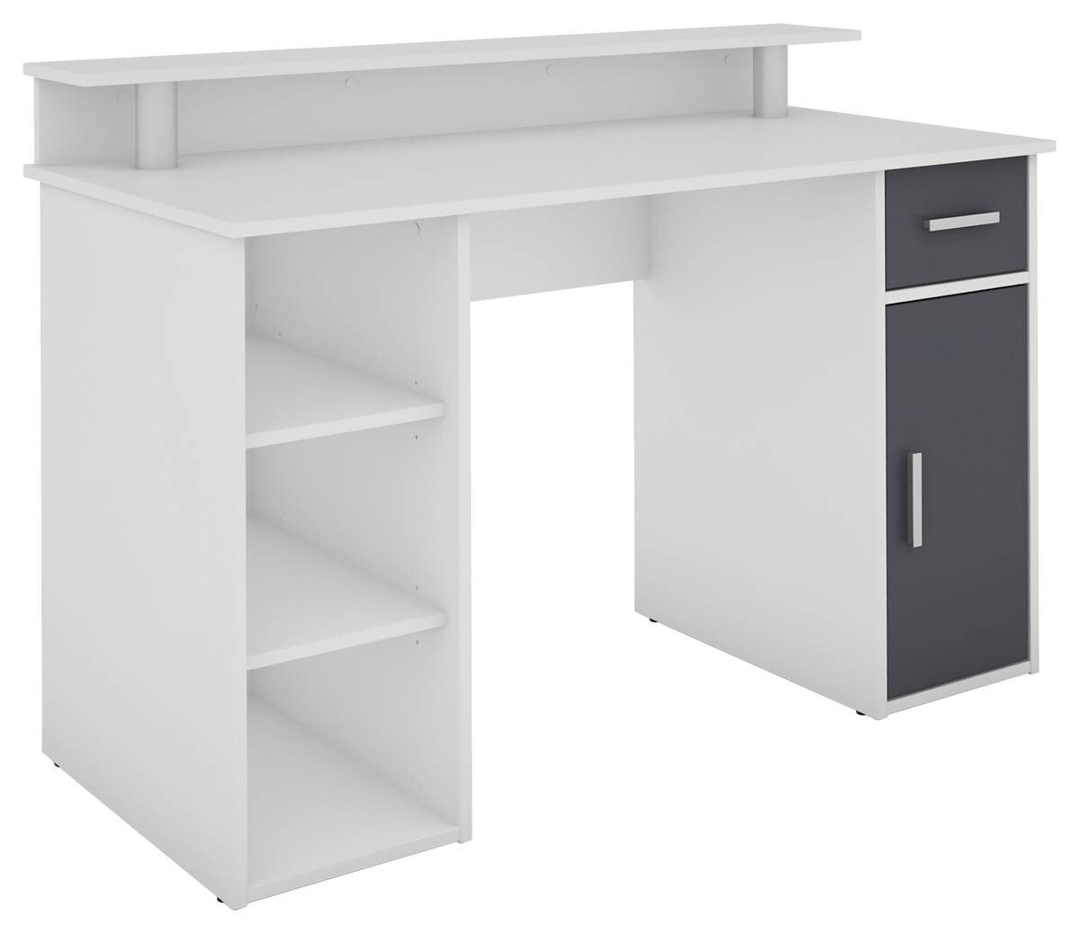 Schreibtisch DIEGO weiß anthrazit silber B/H/T: ca. 120x88x55 cm