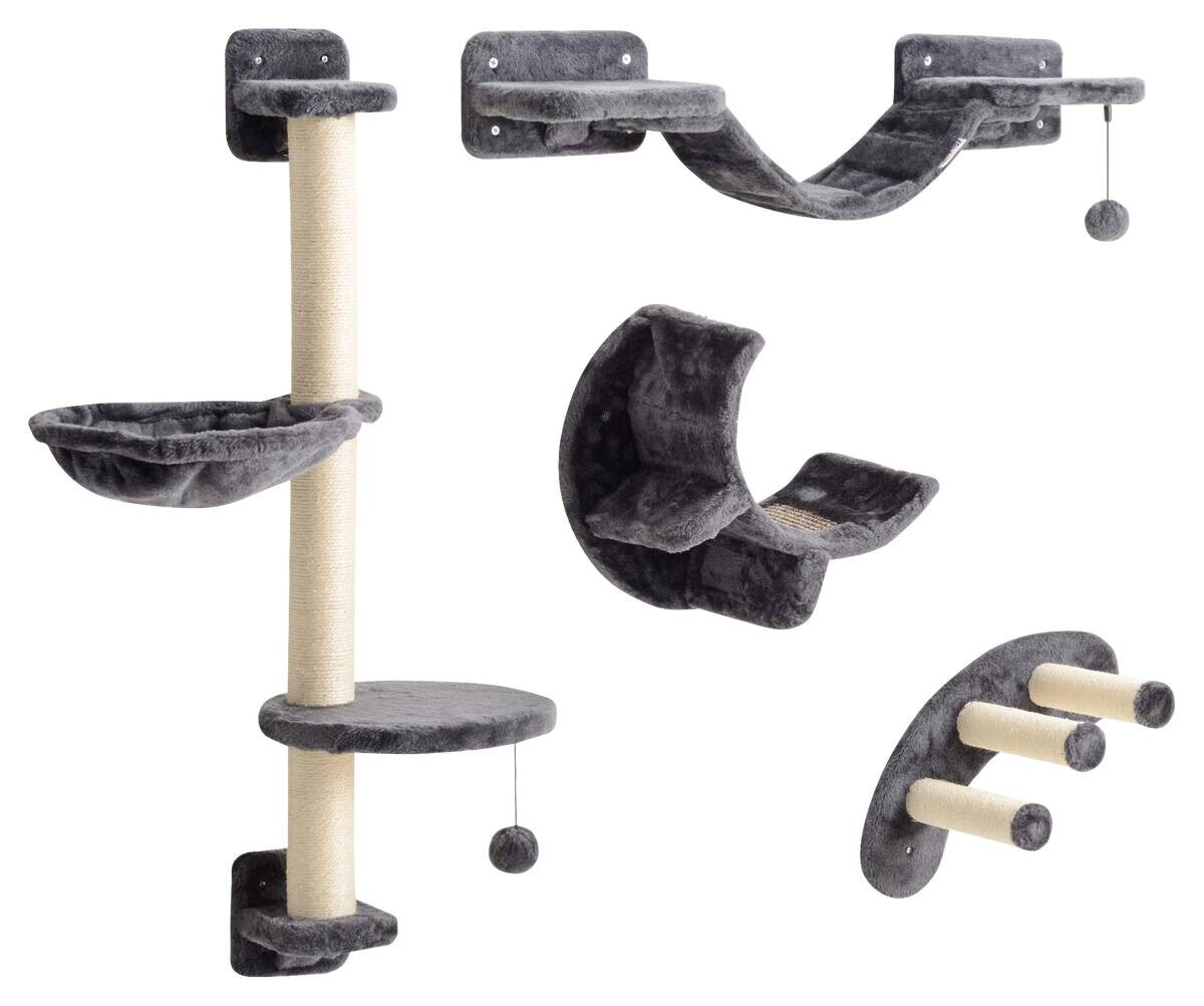 PawHut Katzen Kletterwand dunkelgrau Spanplatte B/H/L: ca. 30x96x30 cm