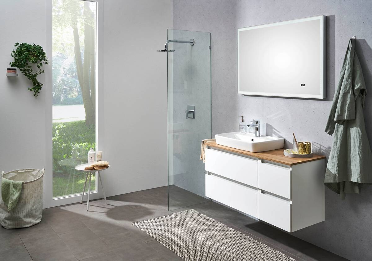 Badezimmer-Set Quickset 360 weiß glanz B/H/T: ca. 113x200x50 cm Badezimmer-Set Quickset 360 weiß glanz B/H/T: ca. 113x200x50 cm