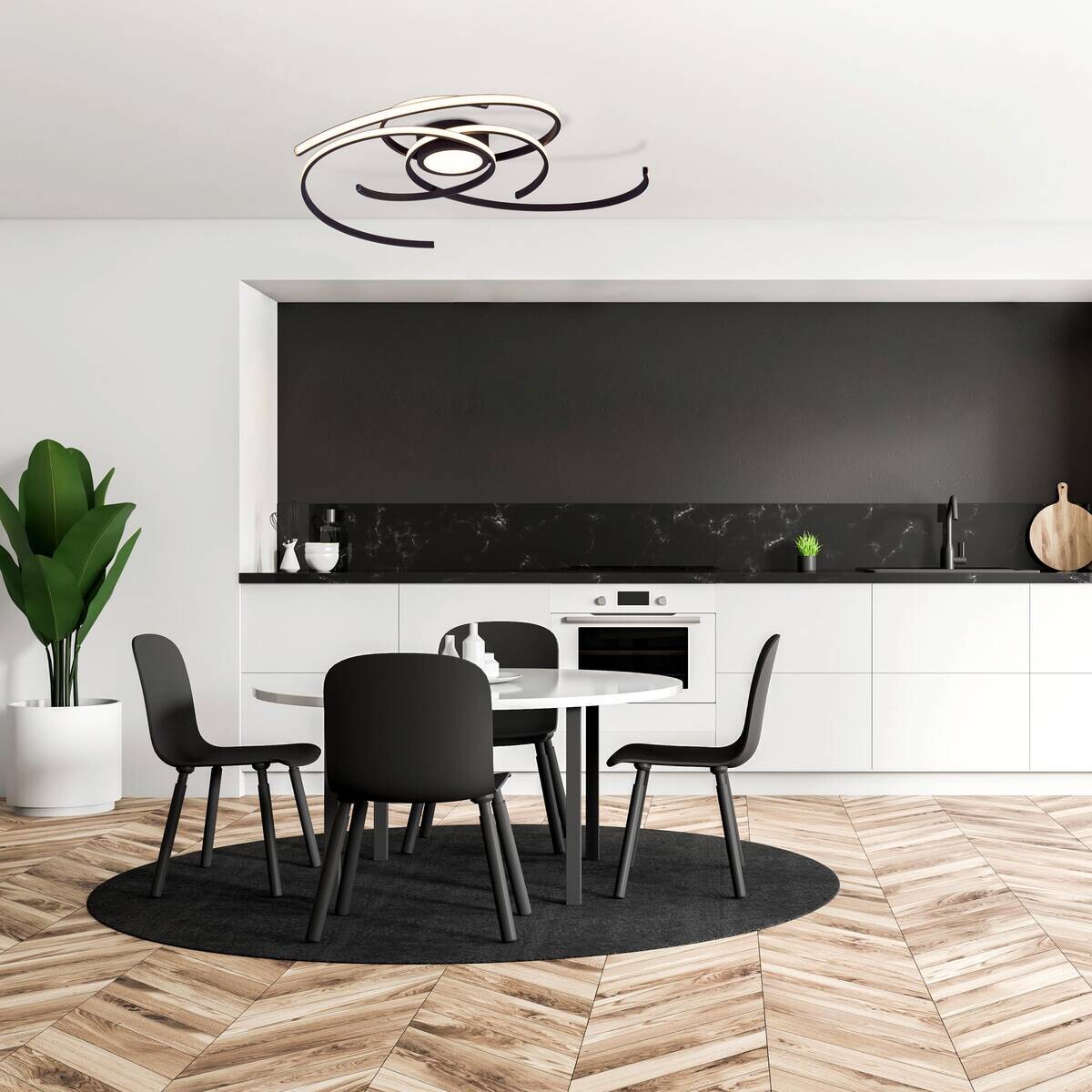 Näve Leuchten Deckenleuchte 1395722 schwarz Kunststoff Metall B/H/T: ca. 75x7x75 cm null 4 Brennstellen