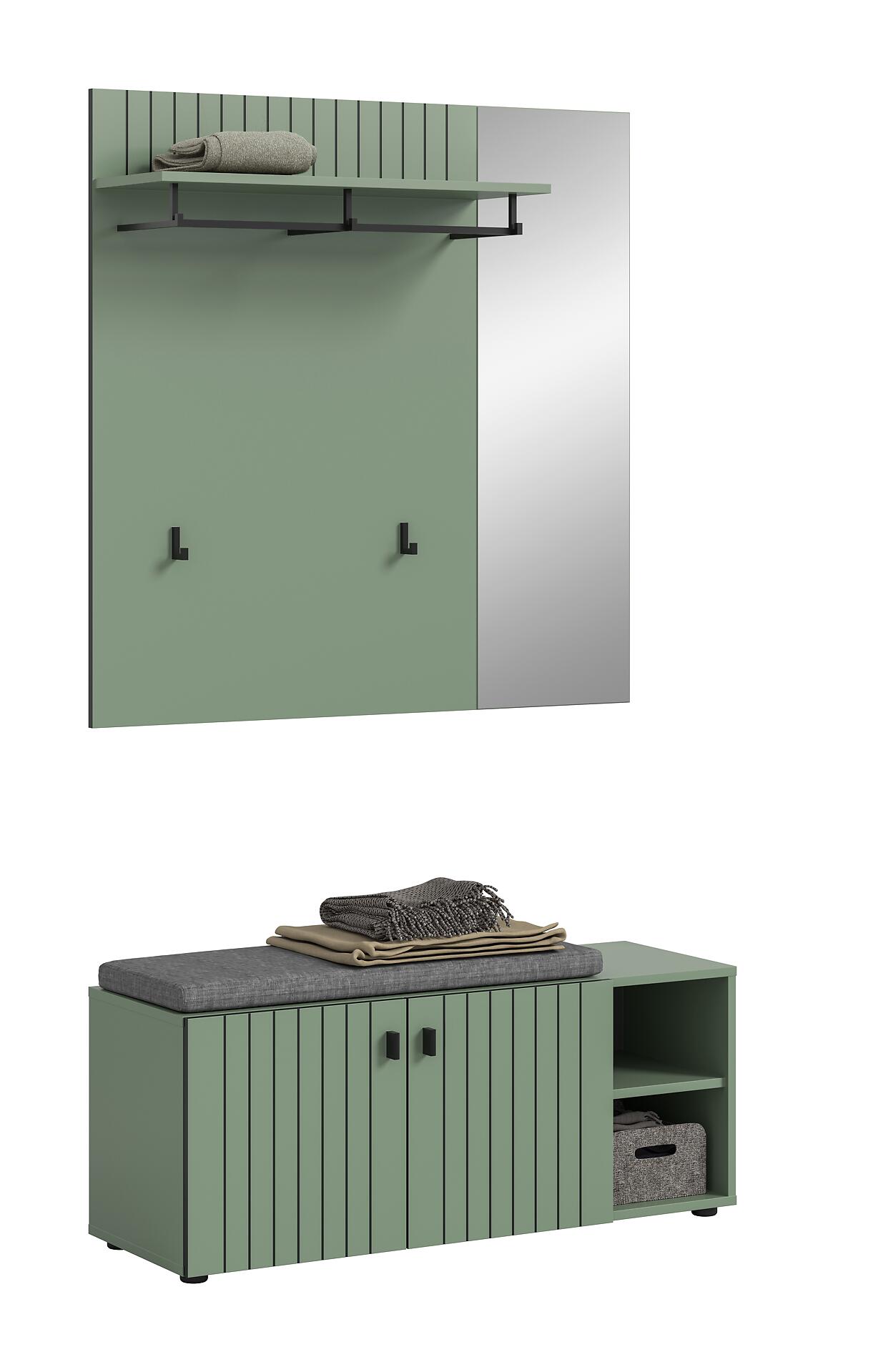 Garderobenset STATION grün B/H/T: ca. 106x192x37 cm