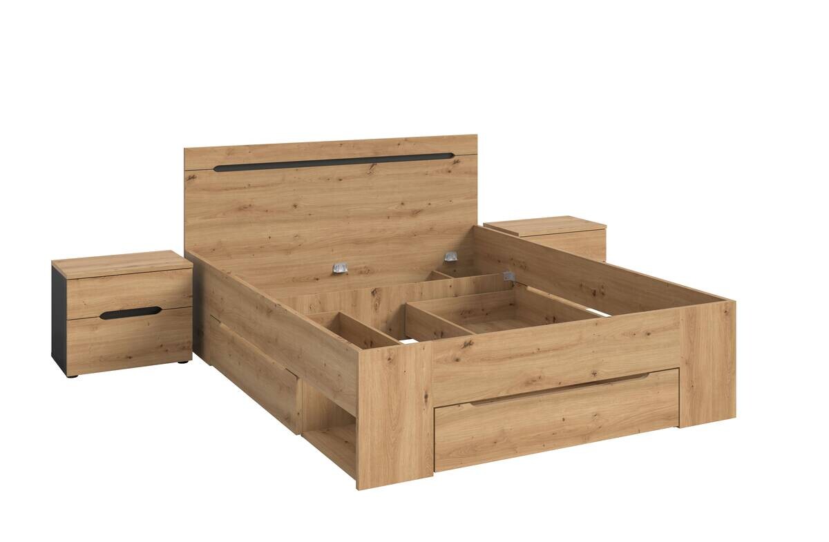 Schlafzimmer CANU, Set basaltgrau Artisan Nachbildung B/H/T: ca. 244x87x205 cm