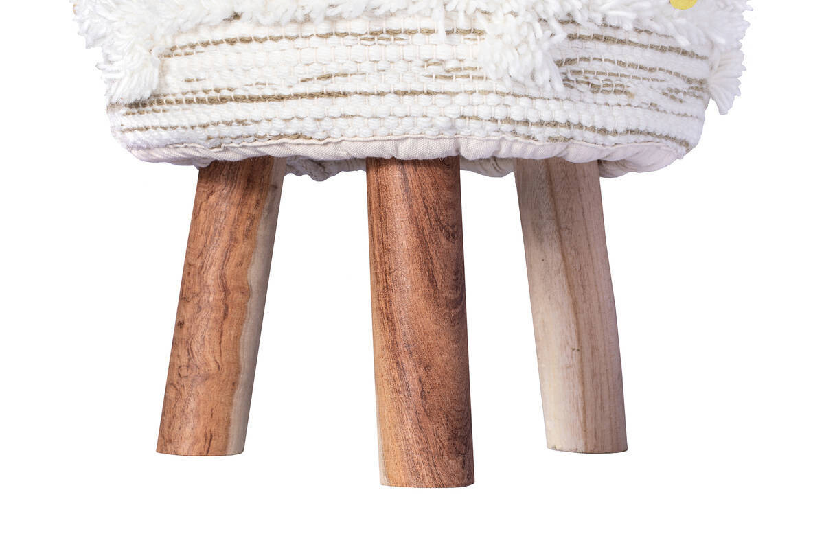 360 Living Hocker Bohist 400 creme khaki Baumwolle Baumwolle Holz H/D: ca. 50x38 cm