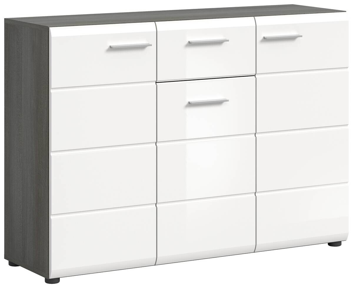 Kommode SALSA Rauchsilber Nachbildung weiß Hochglanz B/H/T: ca. 120x85x37 cm
