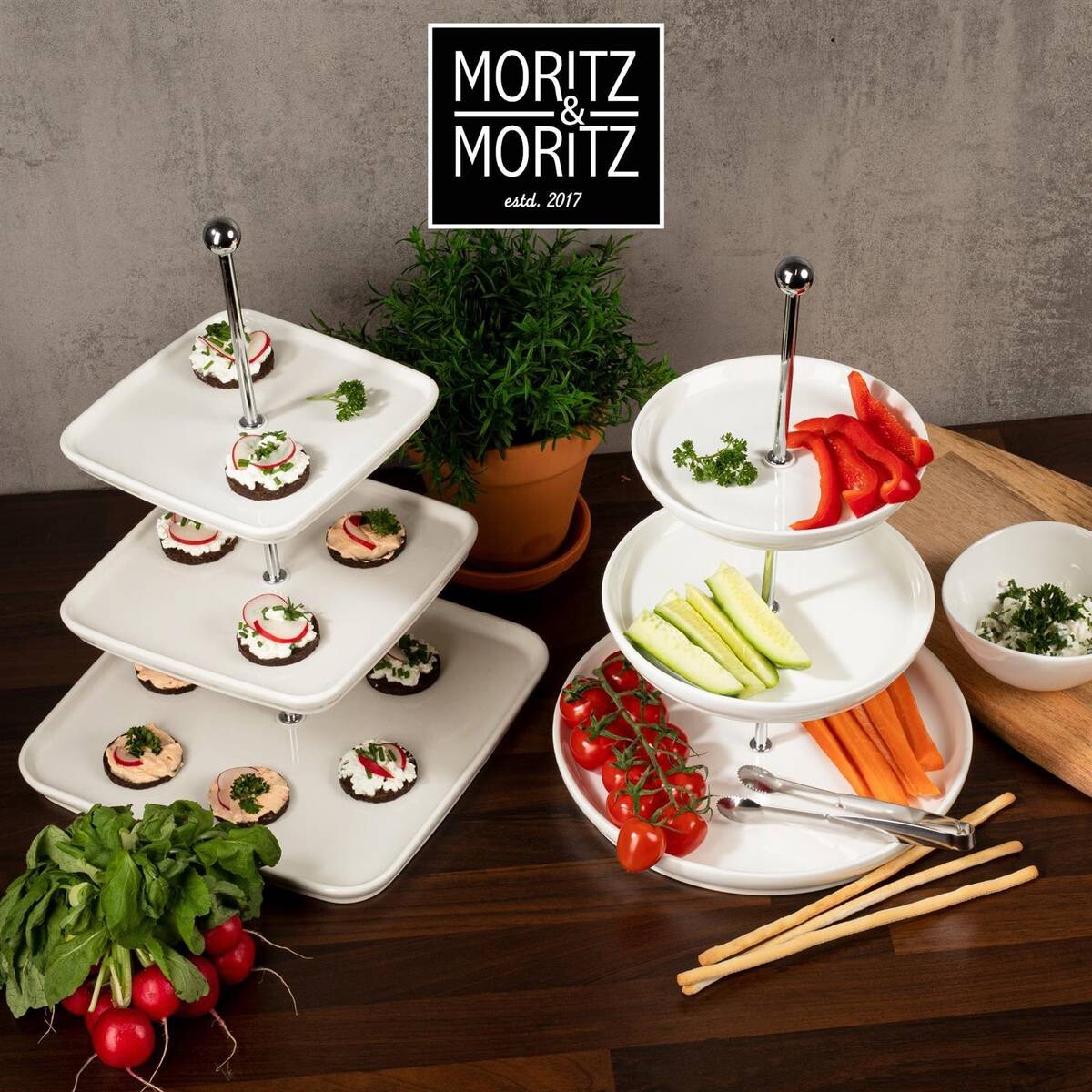 Moritz & Moritz Etagere weiß Porzellan H: ca. 35 cm