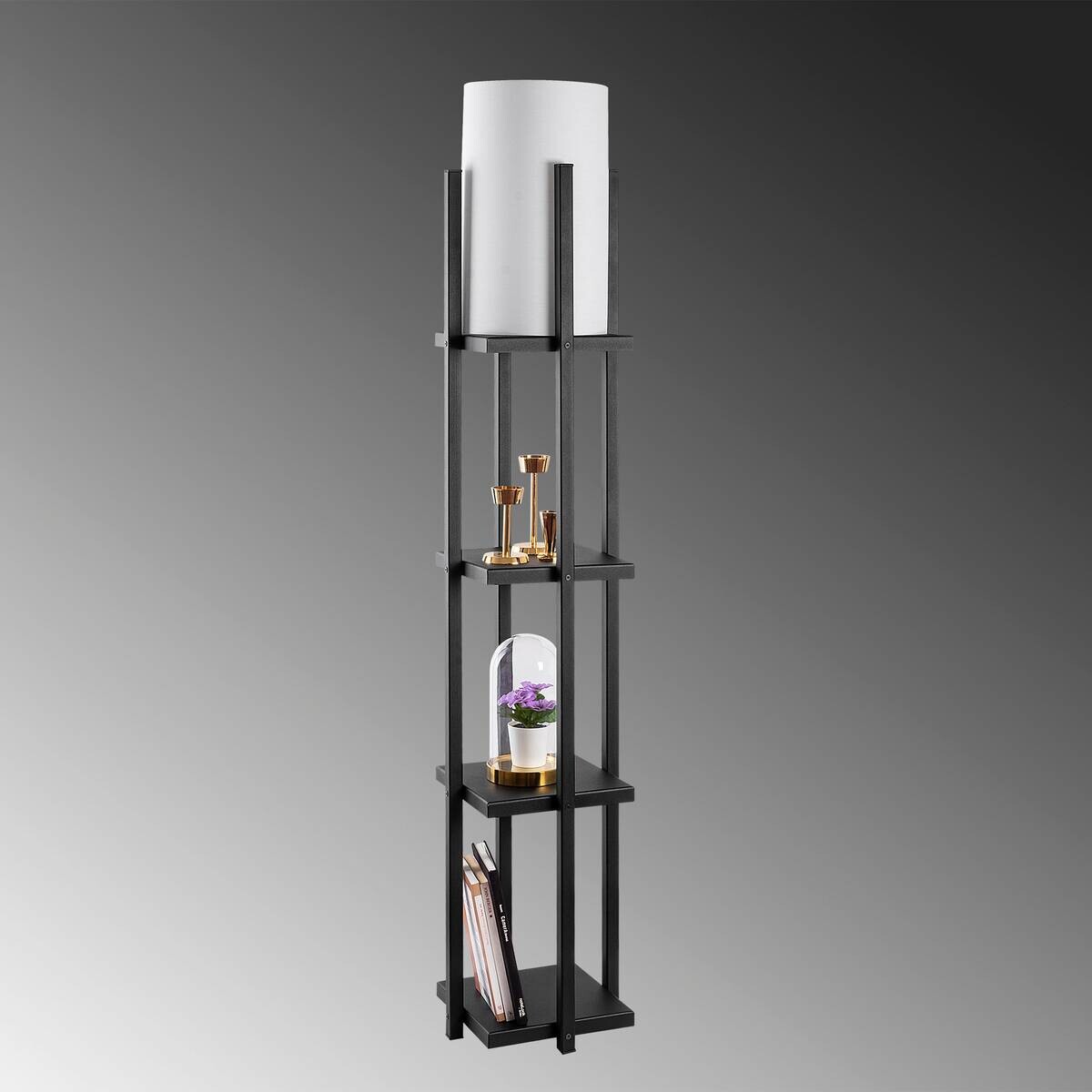 Opviq Stehleuchte schwarz Metall B/H/T/L/D: ca. 25x130x25x25x25 cm E27 1 Brennstellen