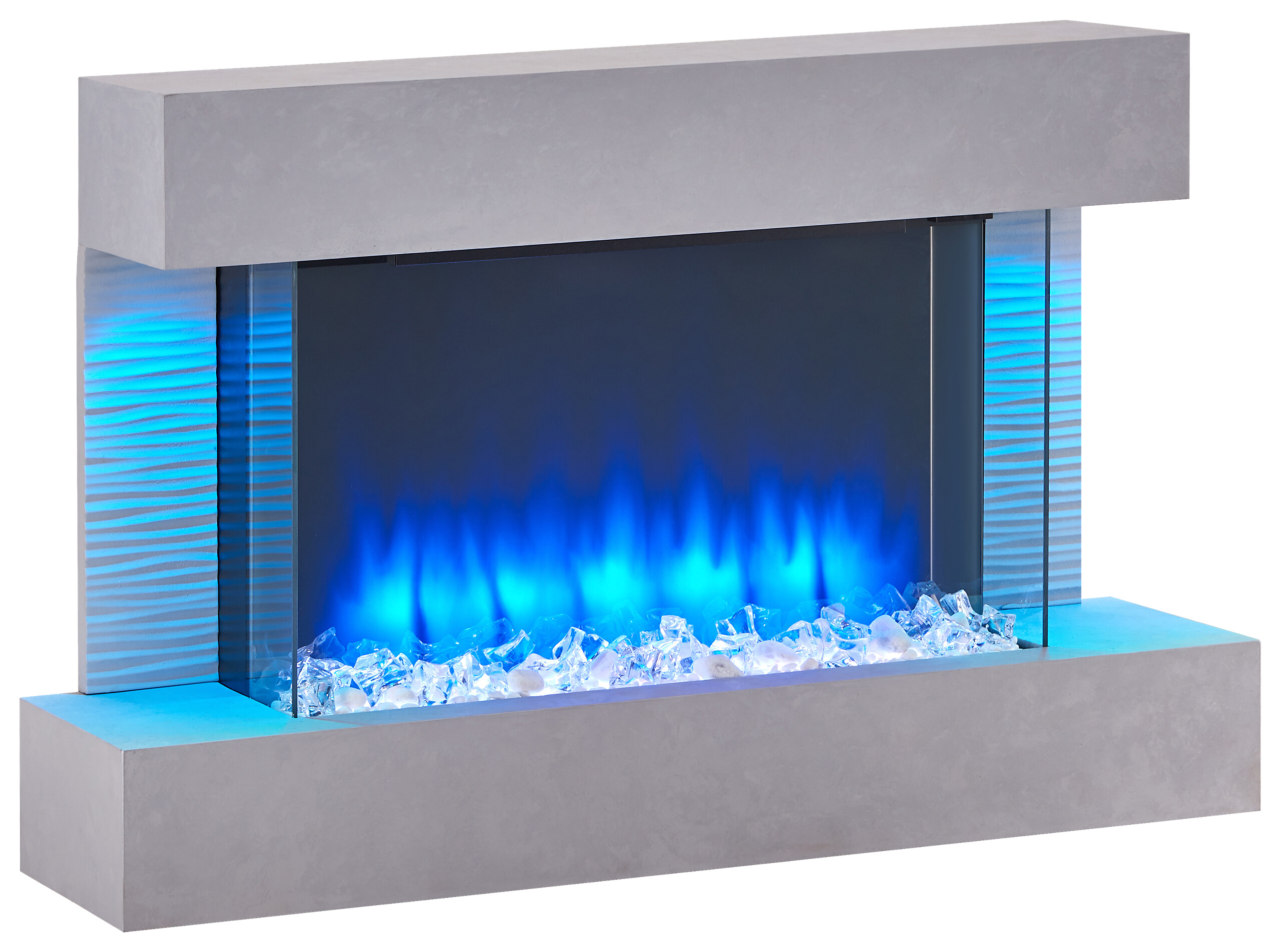 Balderia Wandkamin Elektrischer-Kamin Aidan grau MDF B/H/T: ca. 623x100x24 cm