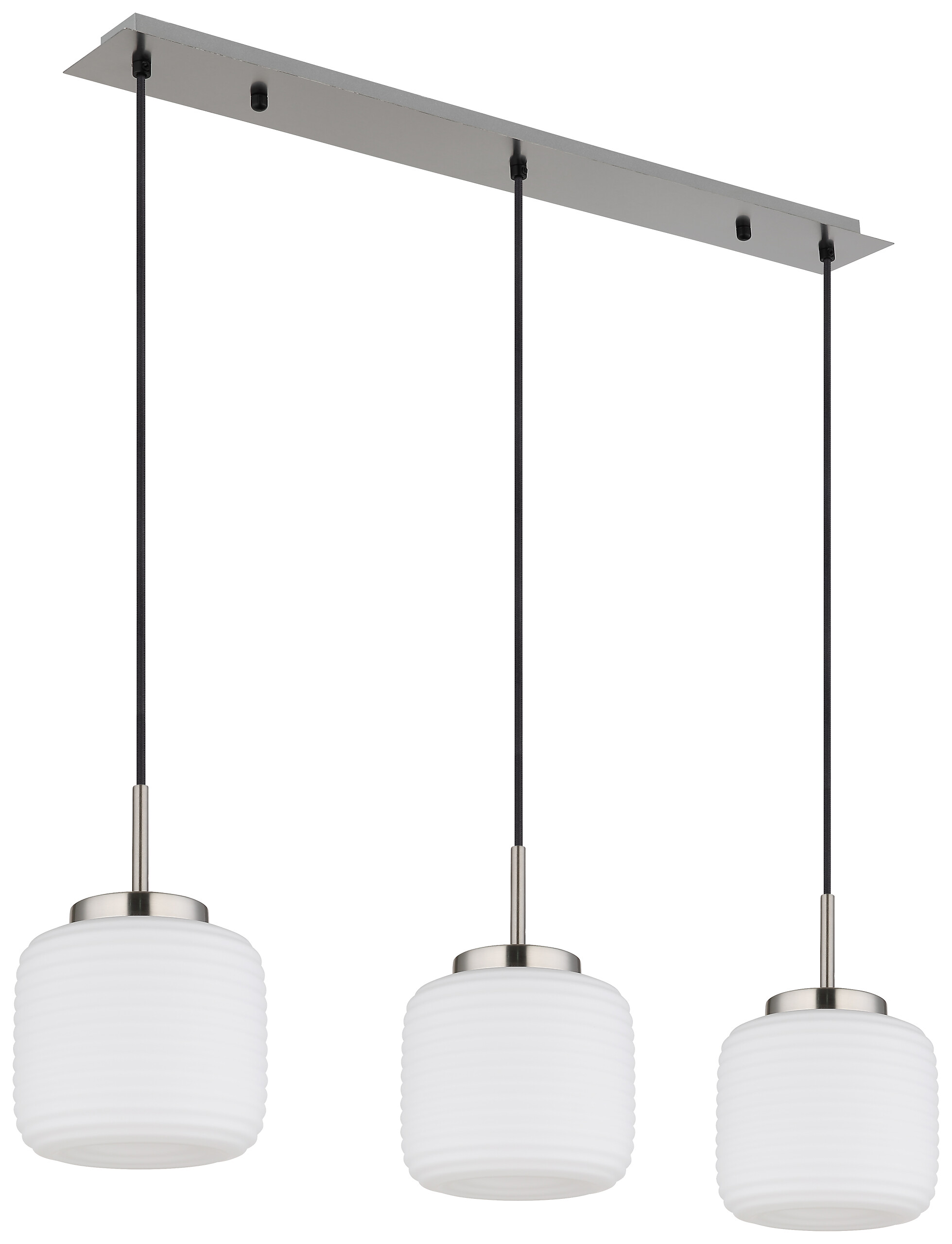 GLOBO Pendelleuchte nickel matt schwarz Opal Metall Glas B/H: ca. 90x130 cm 3.0 Brennstellen