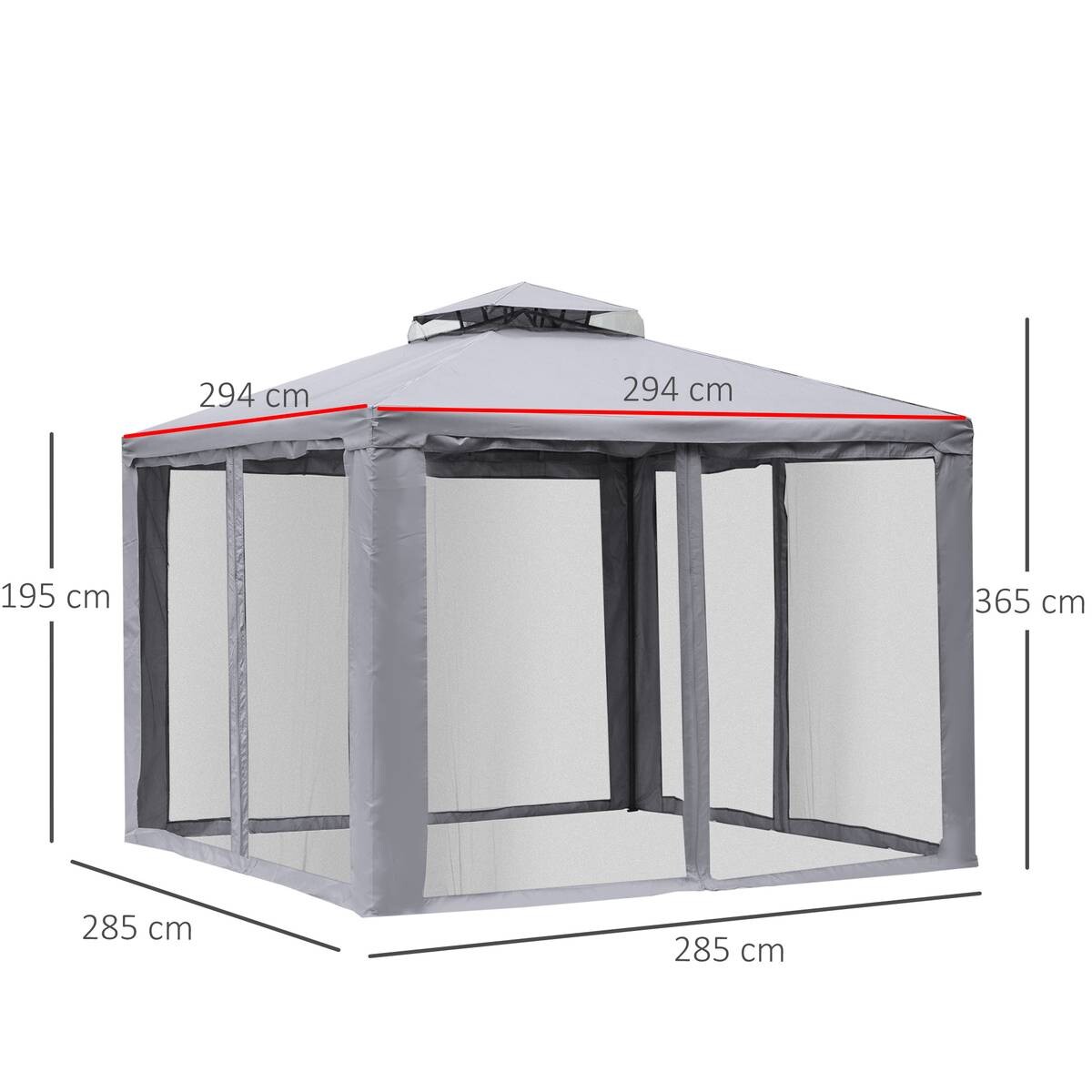 Outsunny Pavillon hellgrau Metall B/H/L: ca. 294x265x294 cm
