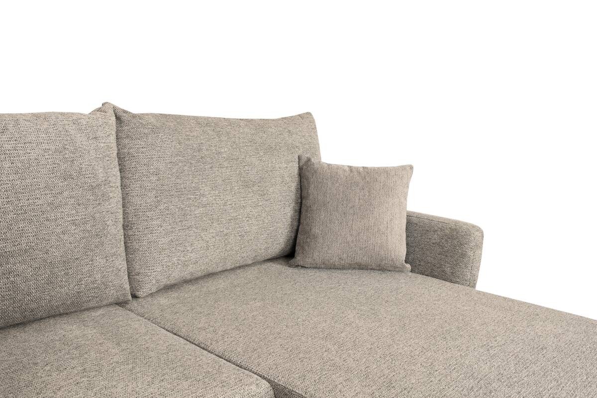 Ecksofa mit Bettfunktion und Bettkasten beige Webstoff B/H/T: ca. 218x90x168 cm