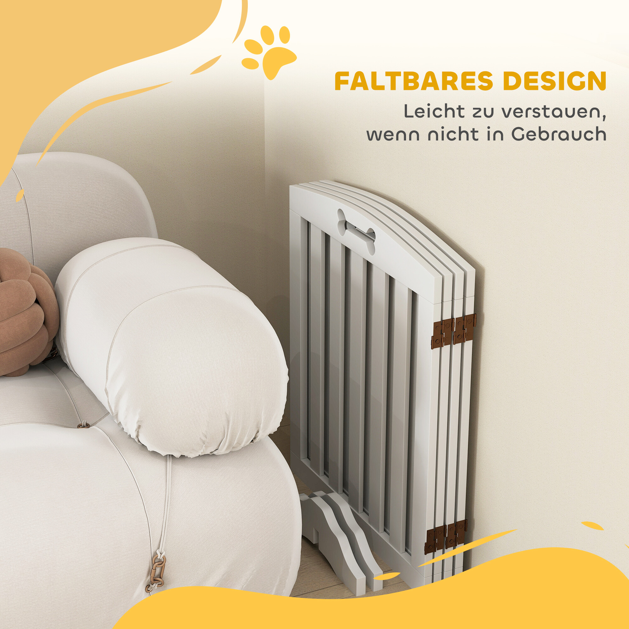 PawHut Hundegitter weiß MDF B/H/L: ca. 30x61x207,5 cm