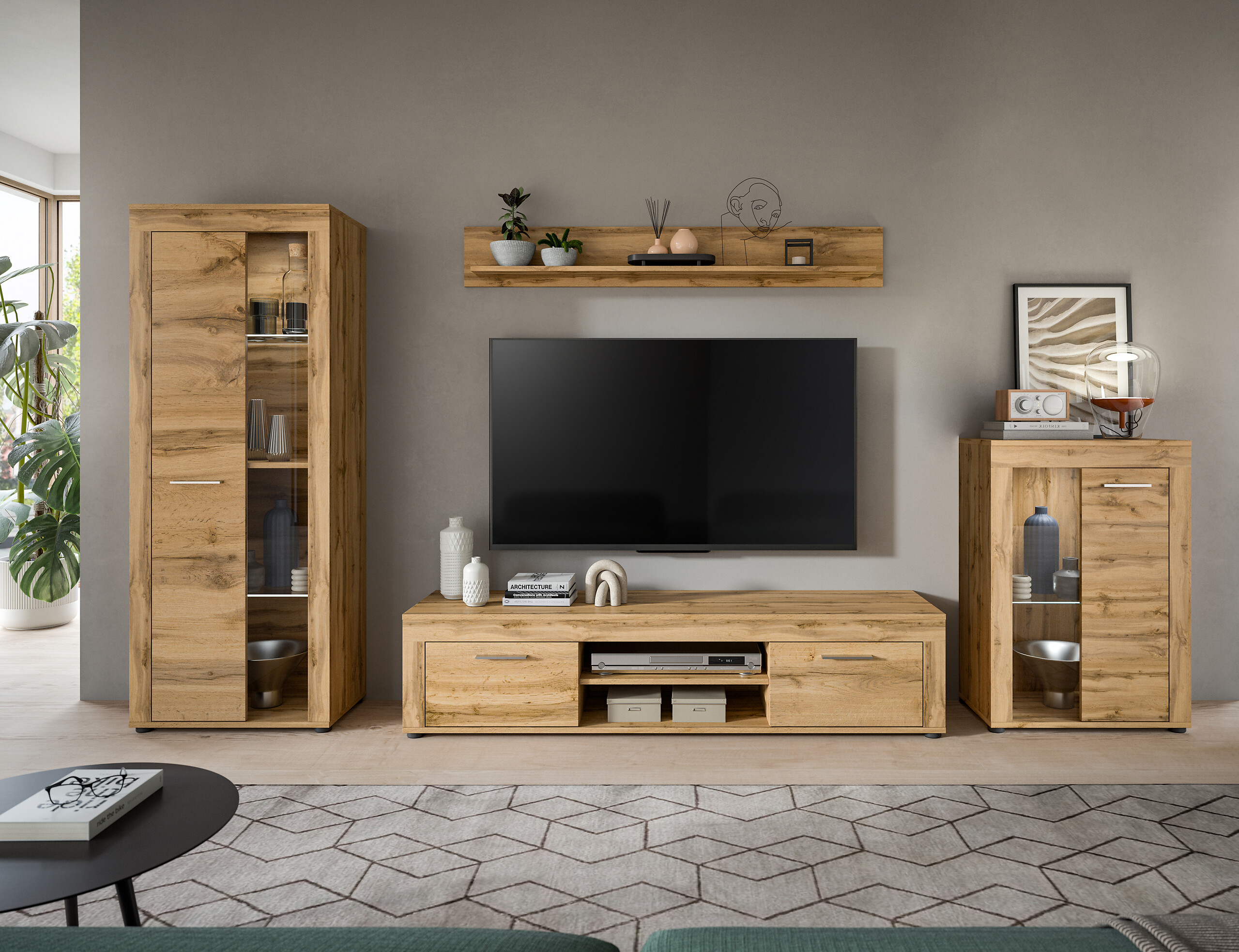 Wohnwand Jam Eiche Wotan Nachbildung B/H/T: ca. 310x169x35 cm