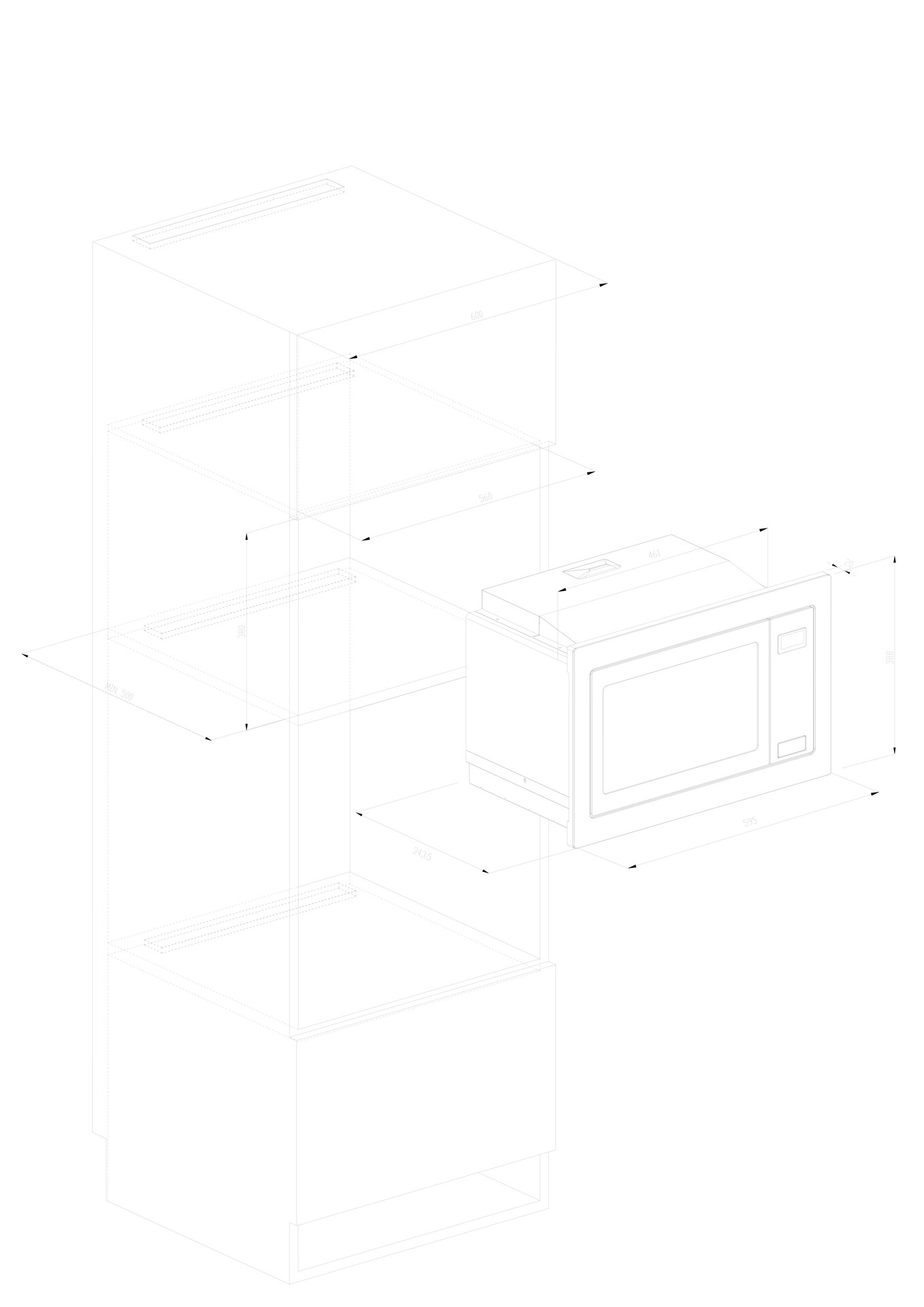 Respekta Küchenbuffet Marleen weiß Hochglanz B/H/T: ca. 120x211x60 cm