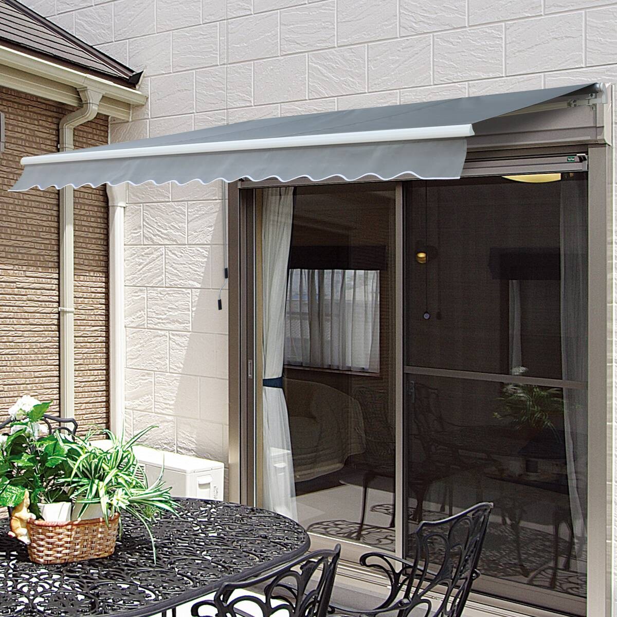 Outsunny Gelenkarmmarkise grau B/L: ca. 400x300 cm