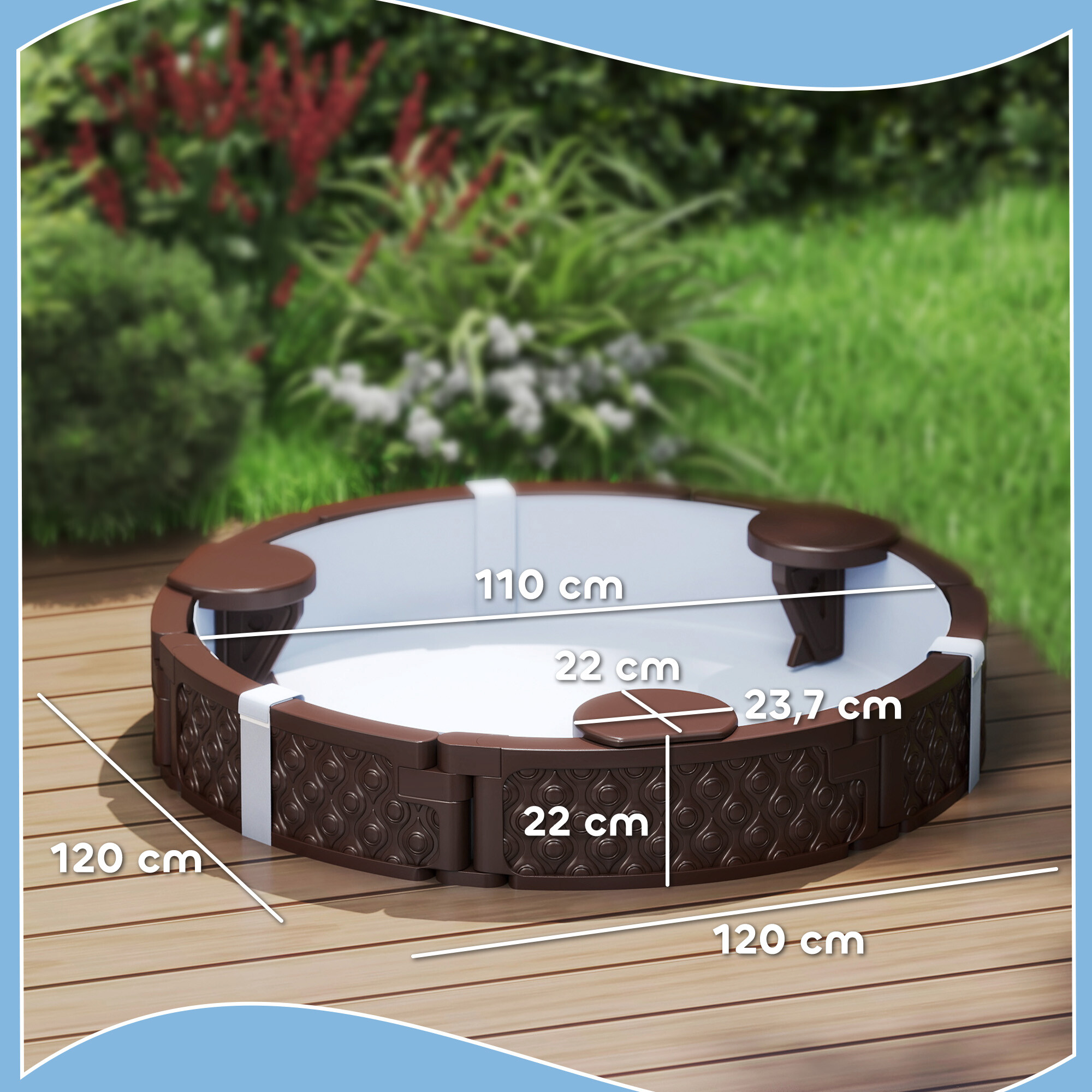 AIYAPLAY Sandkasten braun B/H/L: ca. 120x22x120 cm