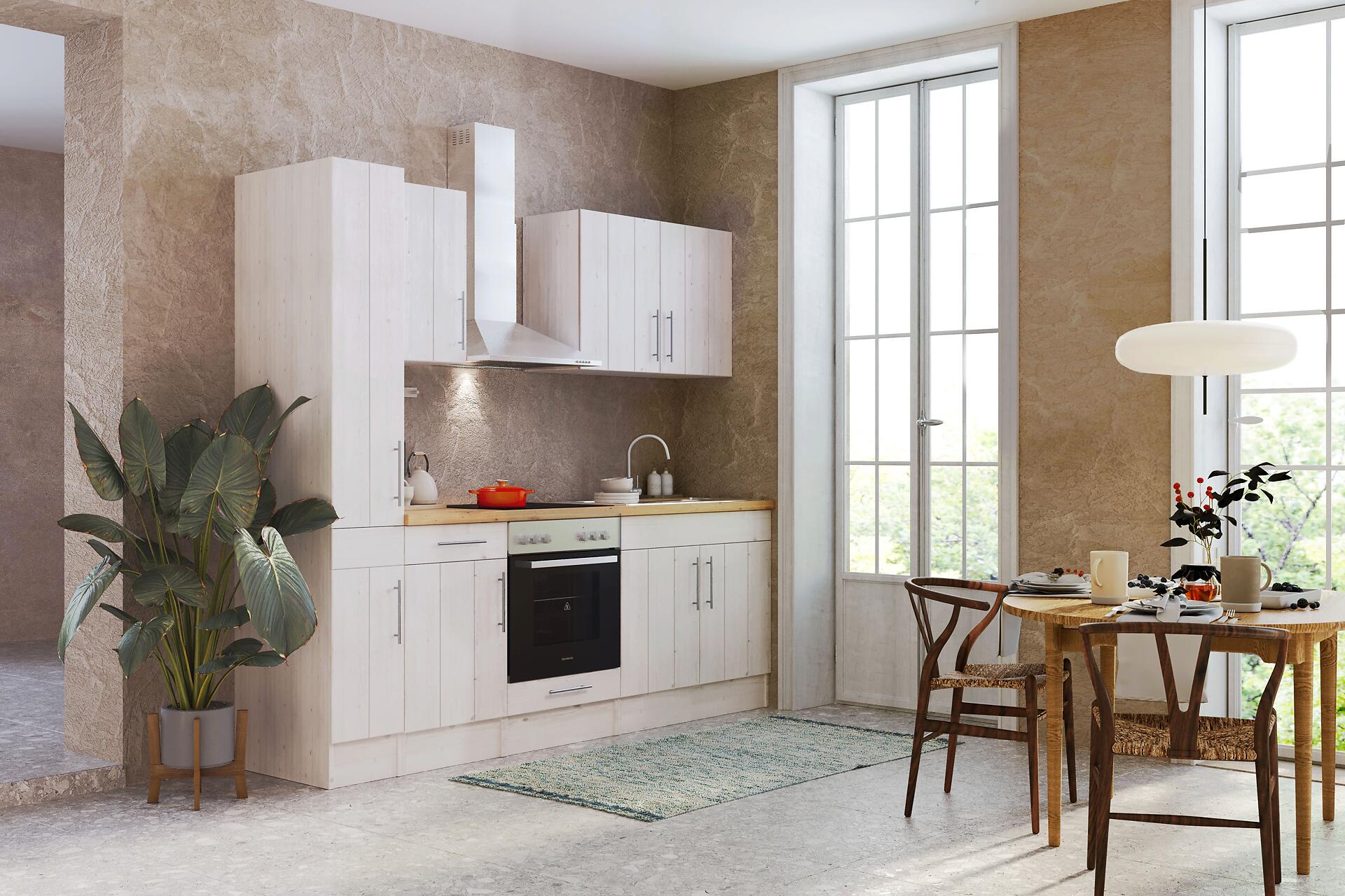 Respekta Küchenblock Premium weiß Lärche Nachbildung B/H/T: ca. 240x211x60 cm