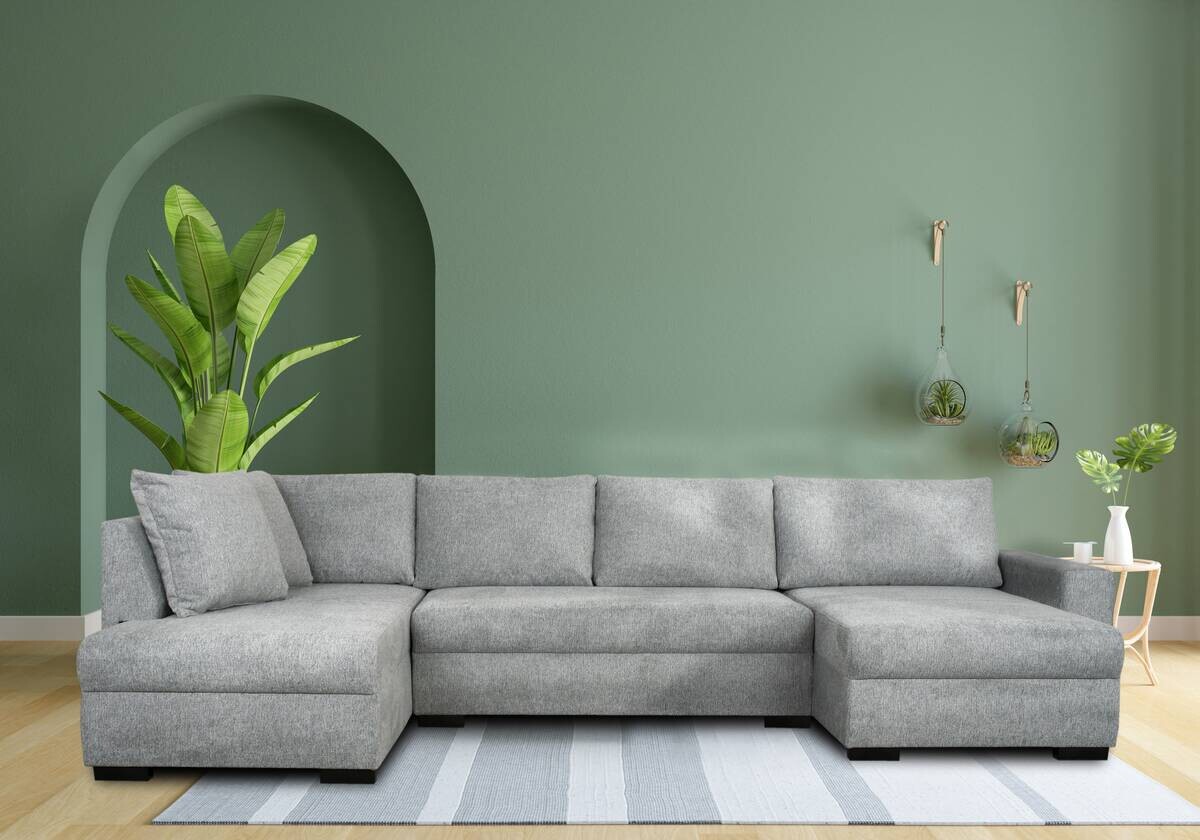 Wohnlandschaft grau Microfaser B/H/T: ca. 312x90x169 cm