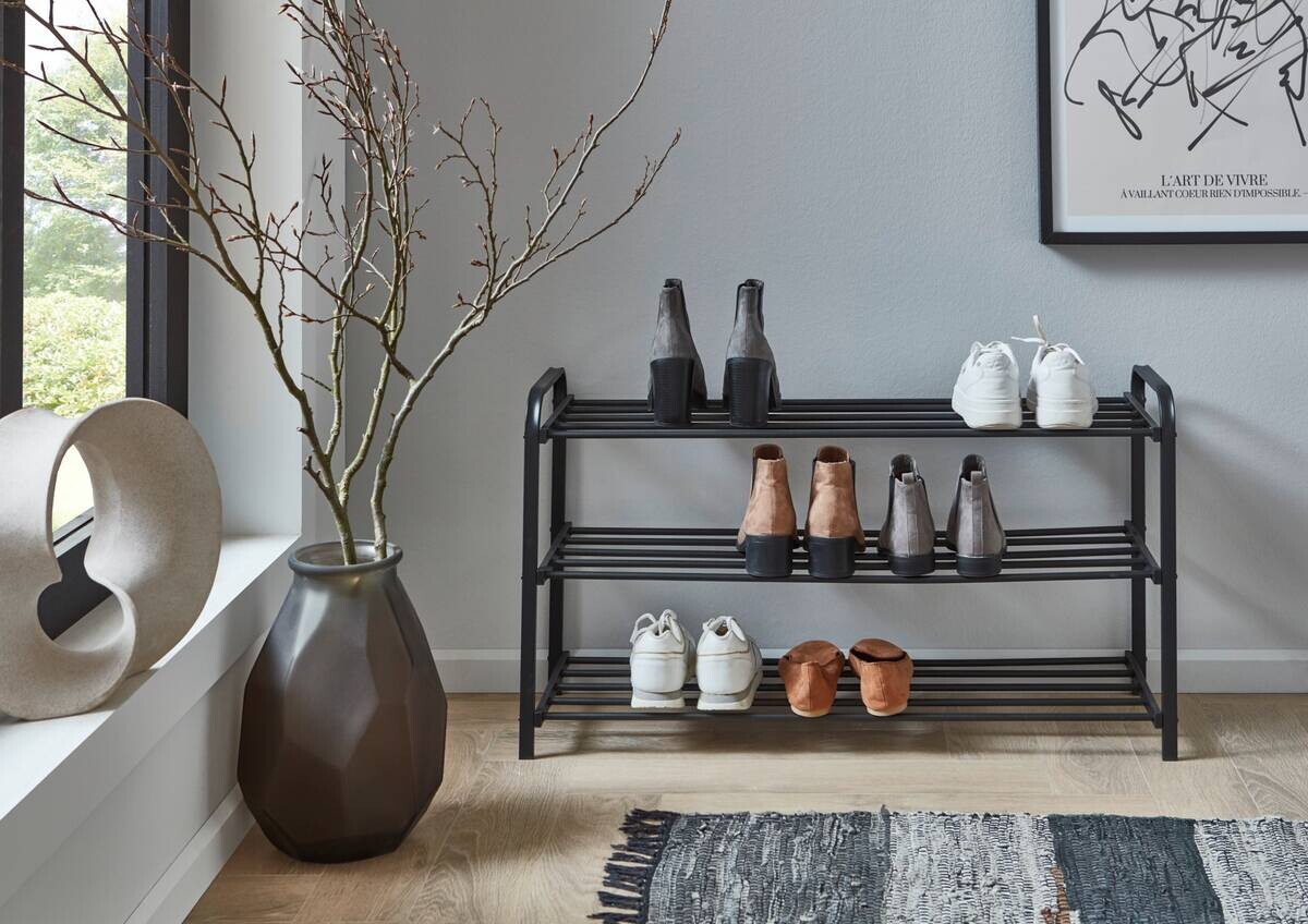 Schuhregal schwarz B/H/T: ca. 89x49x29 cm