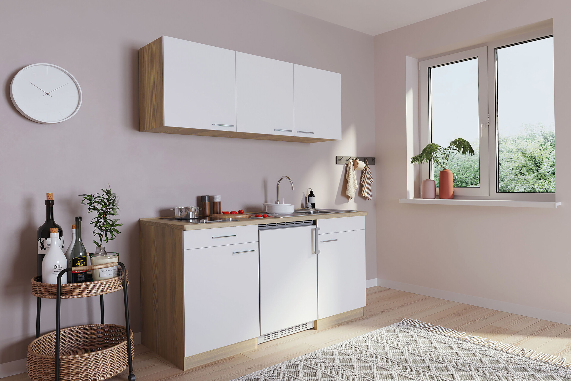 Respekta Singleküche Economy weiß matt B/H/T: ca. 150x200x60 cm