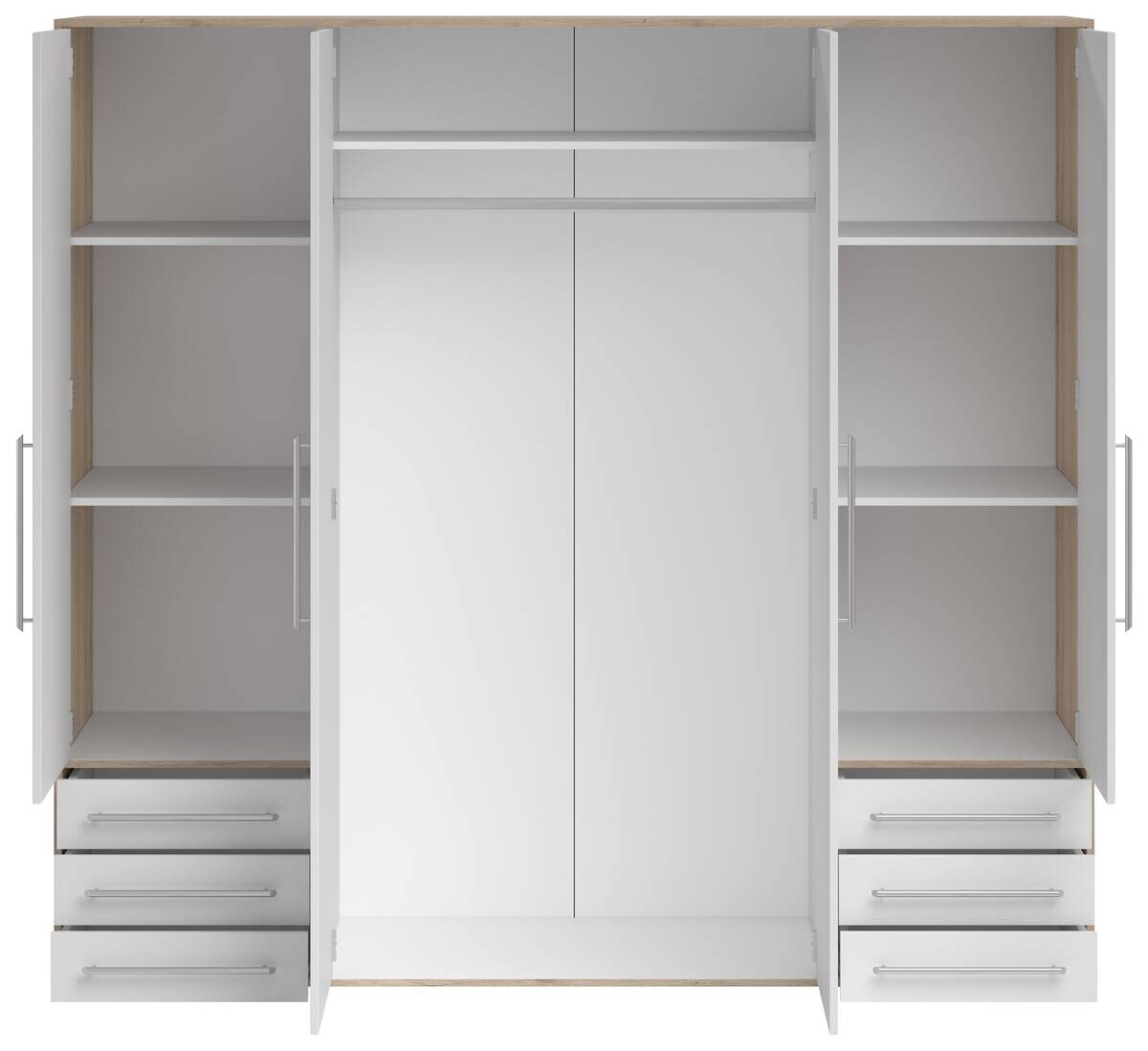 Kleiderschrank Lyss Eiche Sonoma Nachbildung weiß B/H/T: ca. 206x194x58 cm Kleiderschrank Lyss Eiche Sonoma Nachbildung weiß B/H/T: ca. 206x194x58 cm
