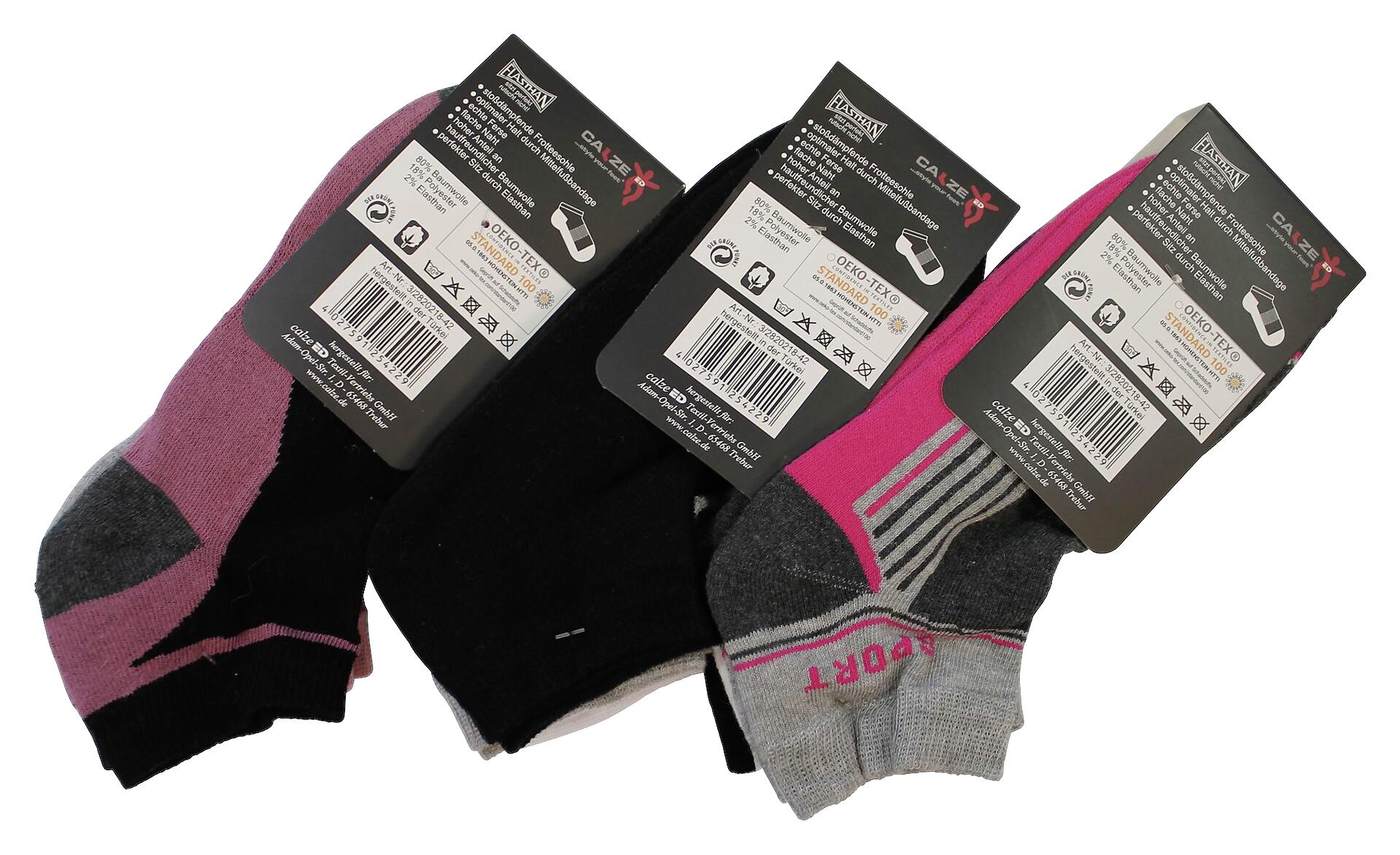 Damen-Socken sortiert 3 Packstücke Größe 35-38
