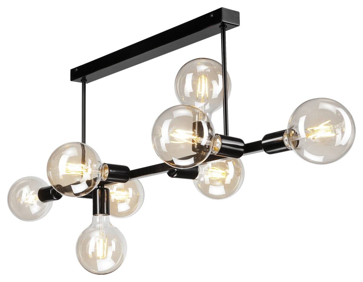 Lamkur Deckenleuchte Astrid schwarz Stahl H/L: ca. 39x93 cm E27 8 Brennstellen