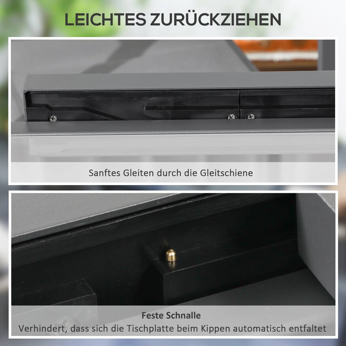 Outsunny Gartentisch schwarz Aluminium B/H/L: ca. 80x75x160 cm