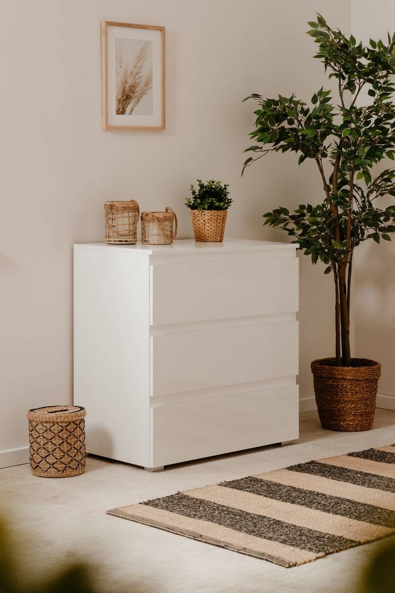 Schubkastenkommode Capetown weiß glänzend weiß B/H/T: ca. 80x80x45 cm