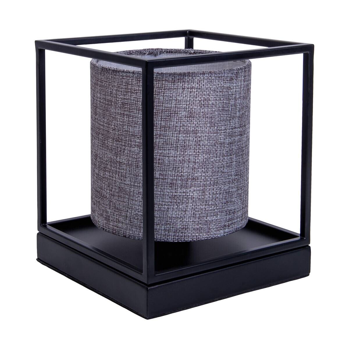 Näve Leuchten Tischleuchte 3190516 grau Metall Textil B/H/T: ca. 15x17x15 cm E14 1 Brennstellen