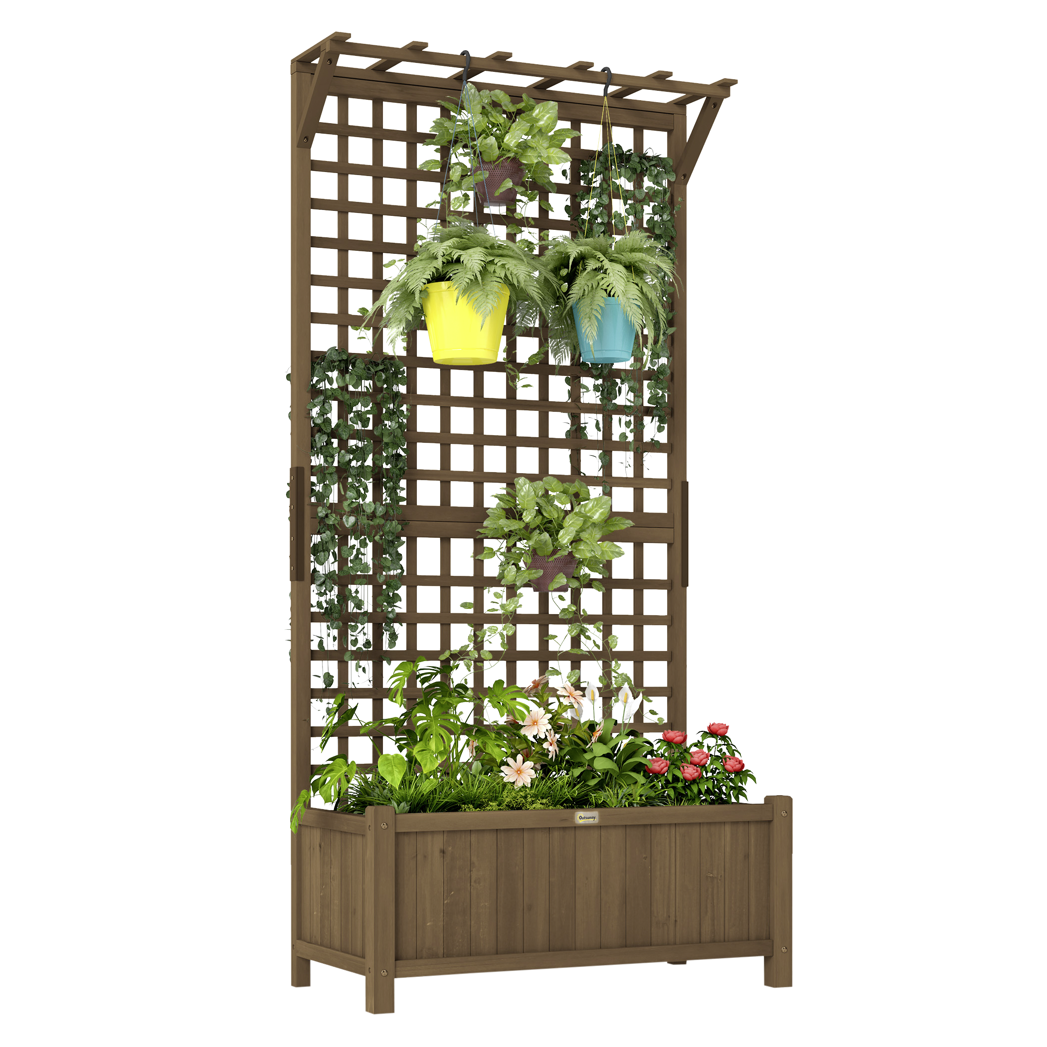 Outsunny Hochbeet kaffee Holz B/H/L: ca. 45x183x90 cm