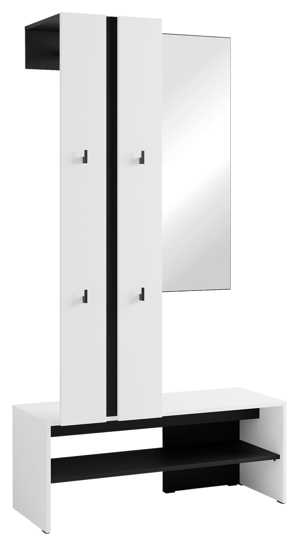 Garderobenset NANTE weiß schwarz B/H/T: ca. 100x186x40 cm