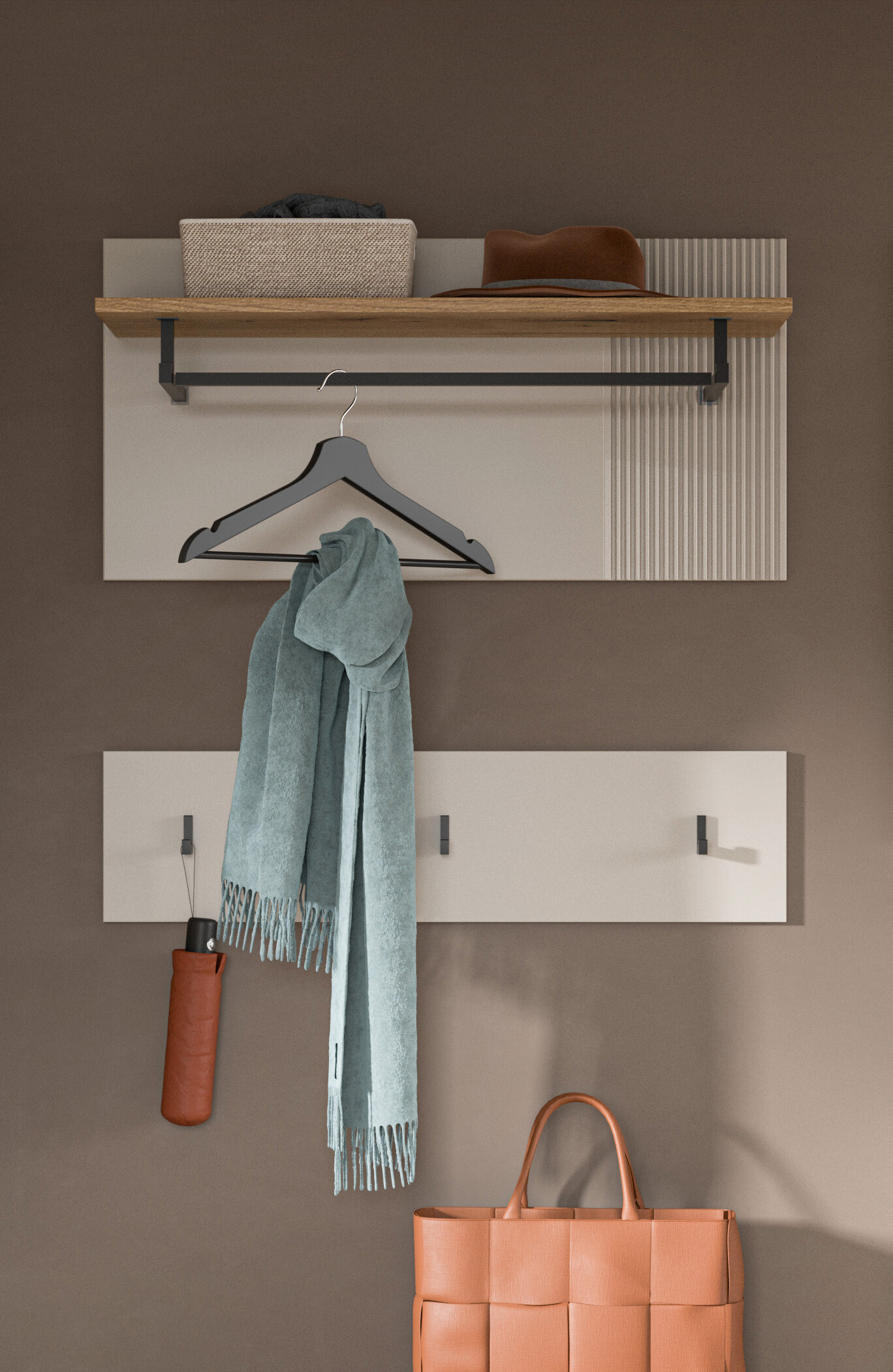 Garderobenpaneel Slide Kaschmirgrau Nachbildung Evoke Oak Nachbildung B/H/T: ca. 80x80x28 cm