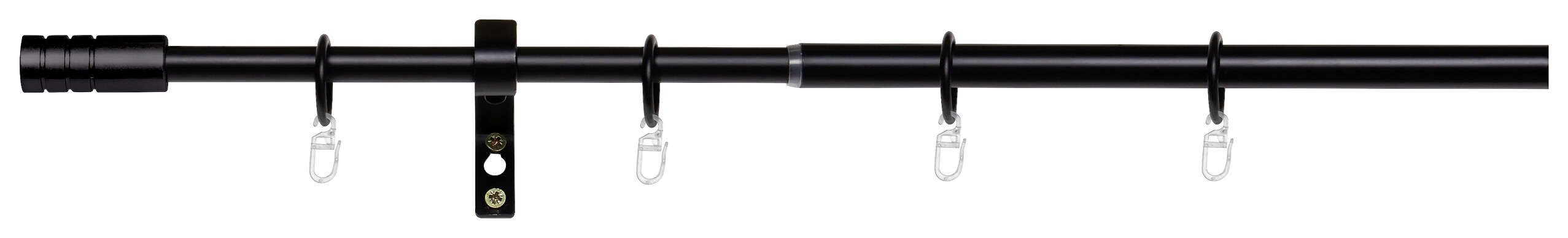 Gardinenstange schwarz Metall ausziehbar von ca. 120 bis 210 cm 1.0 Läufe