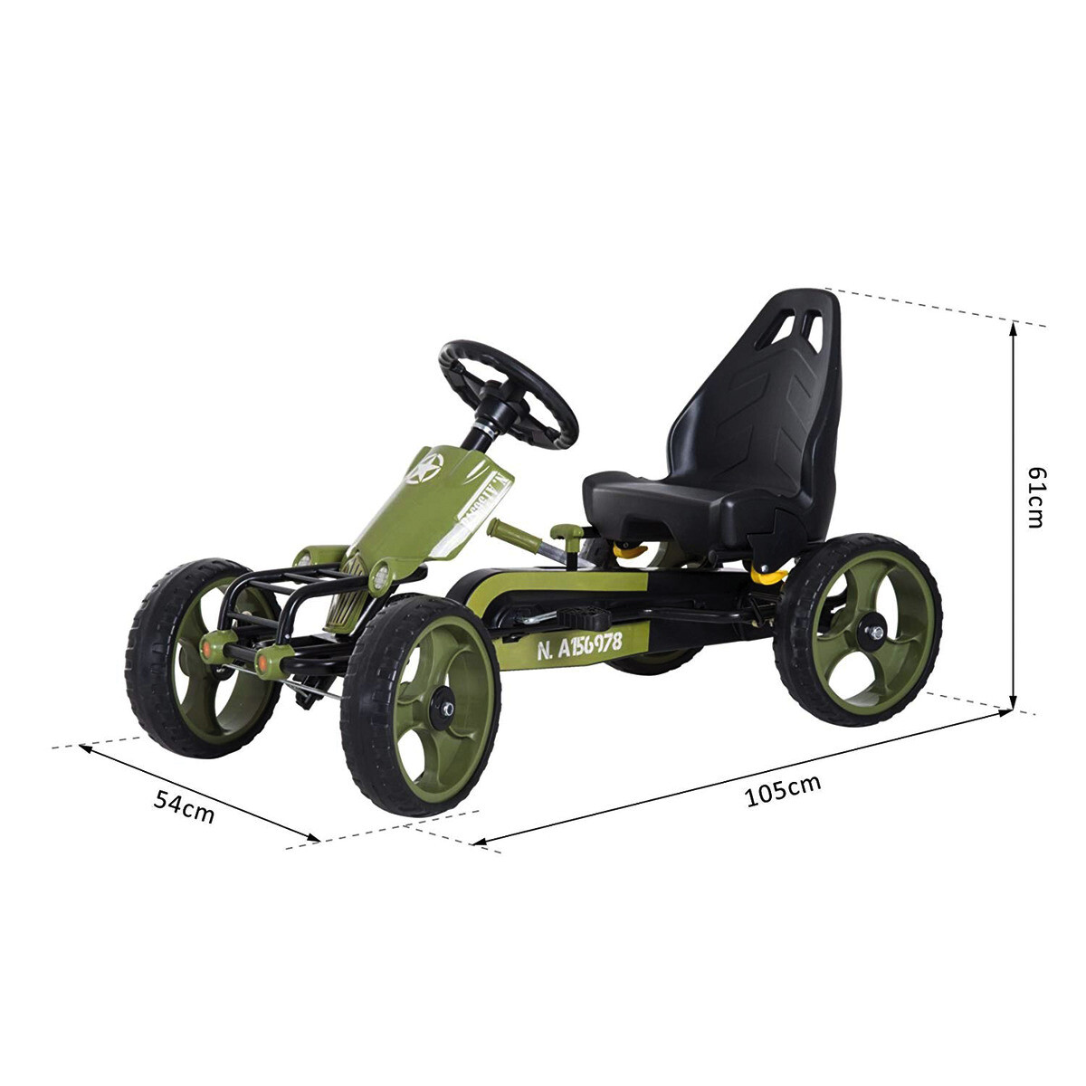 HOMCOM Go Kart schwarz B/H/L: ca. 54x61x105 cm