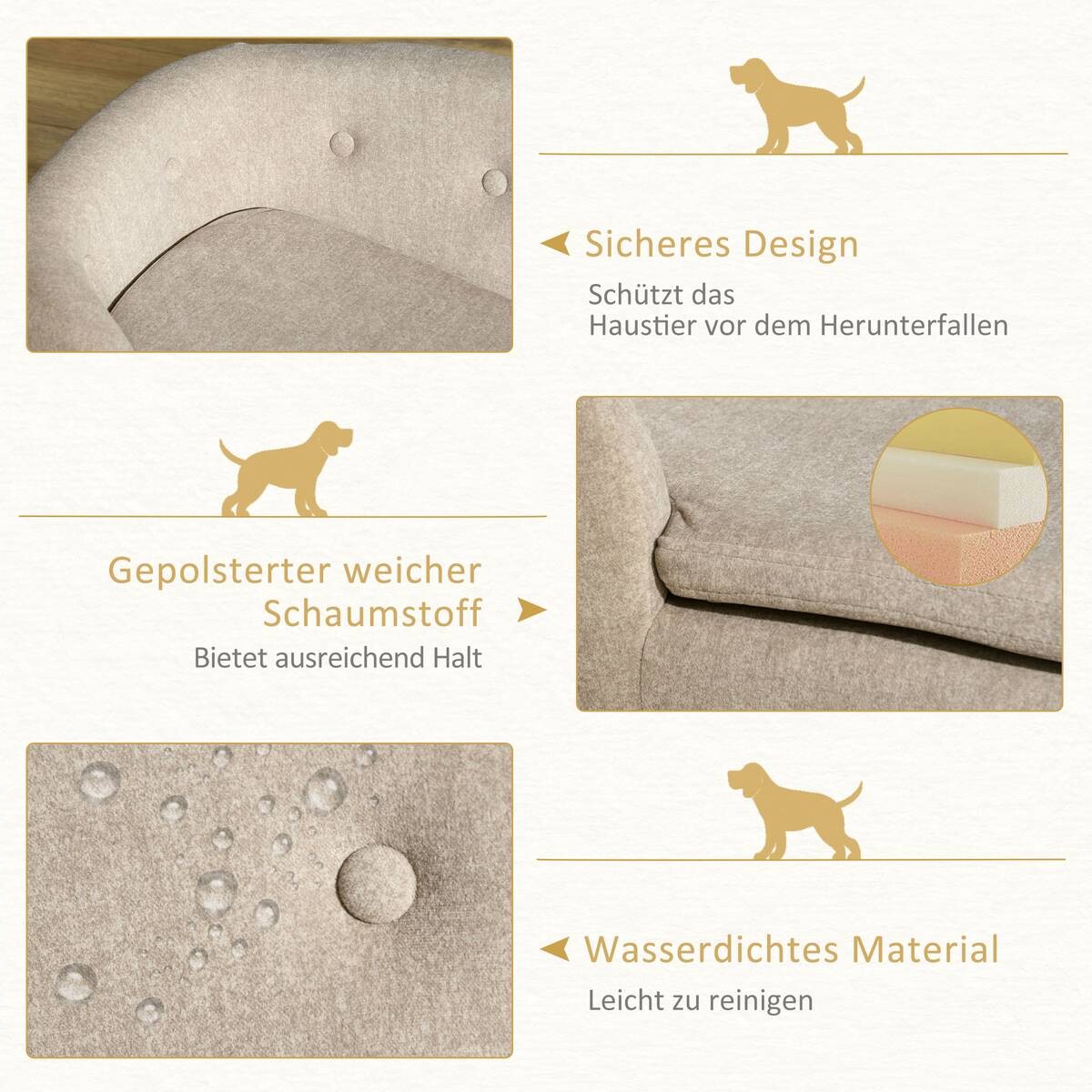 PawHut Hundebett weiß Kiefer B/H/L: ca. 47x30x70 cm