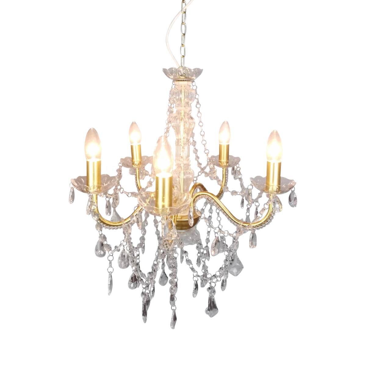 Näve Leuchten Pendelleuchte gold Metall Kunststoff B/H/T: ca. 52x85x52 cm E14 5 Brennstellen